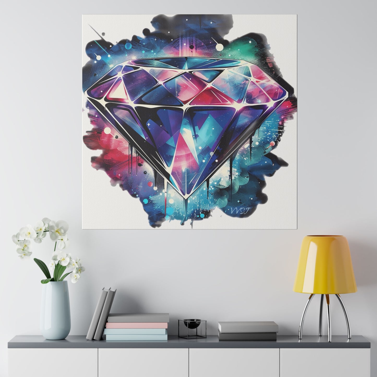 Diamond Multi-Color Matte White Canvas