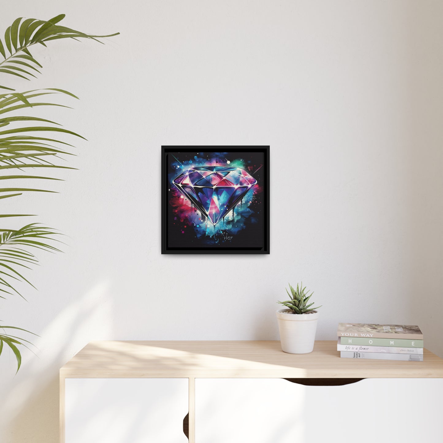 Diamond Multi-Color Matte Canvas on Black Frame