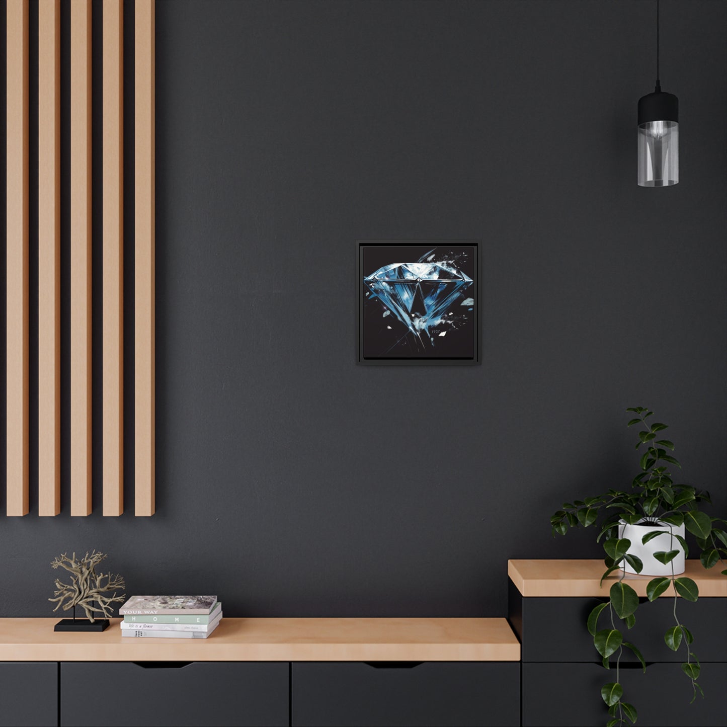 Blue Chalked Diamond Matte Black Frame