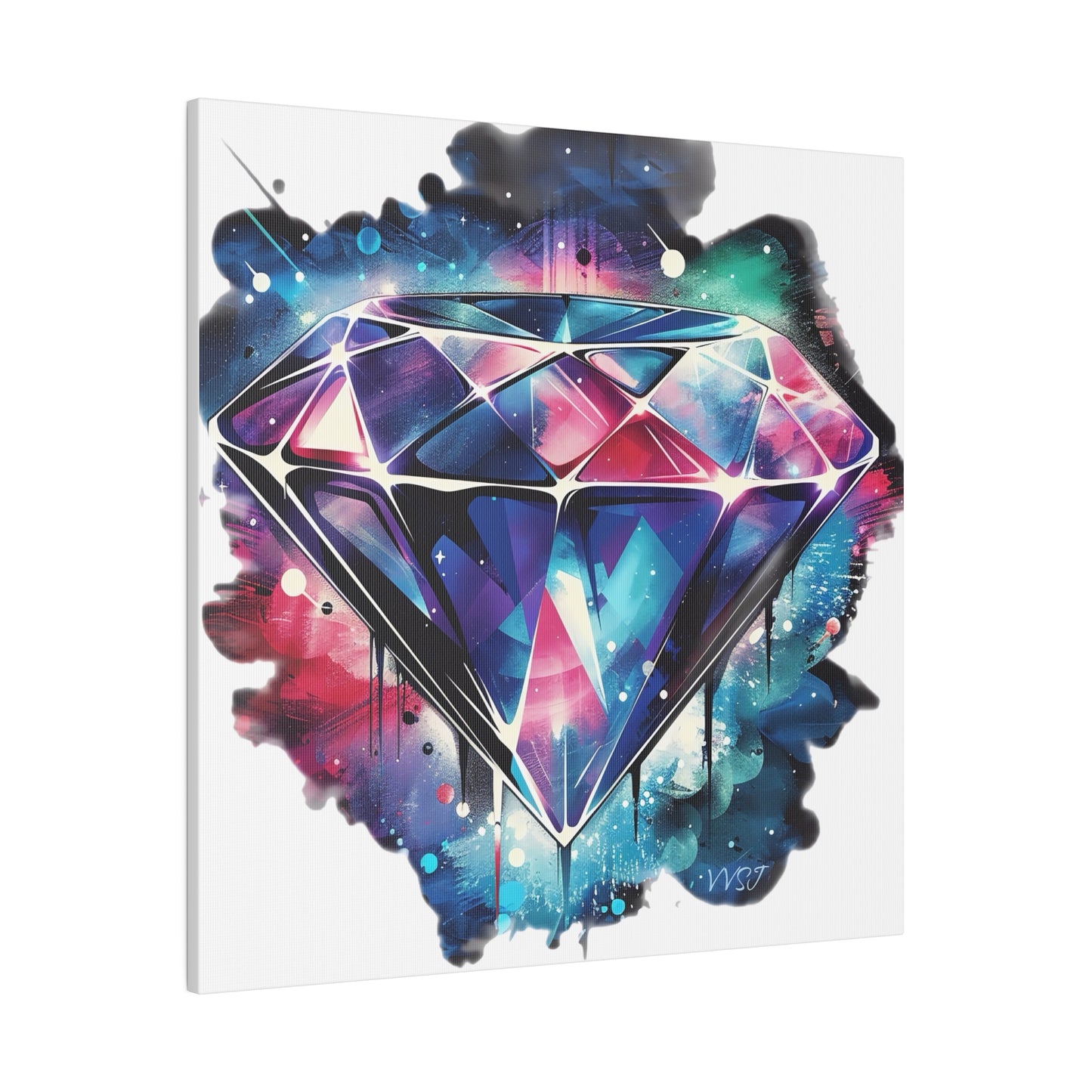 Diamond Multi-Color Matte White Canvas