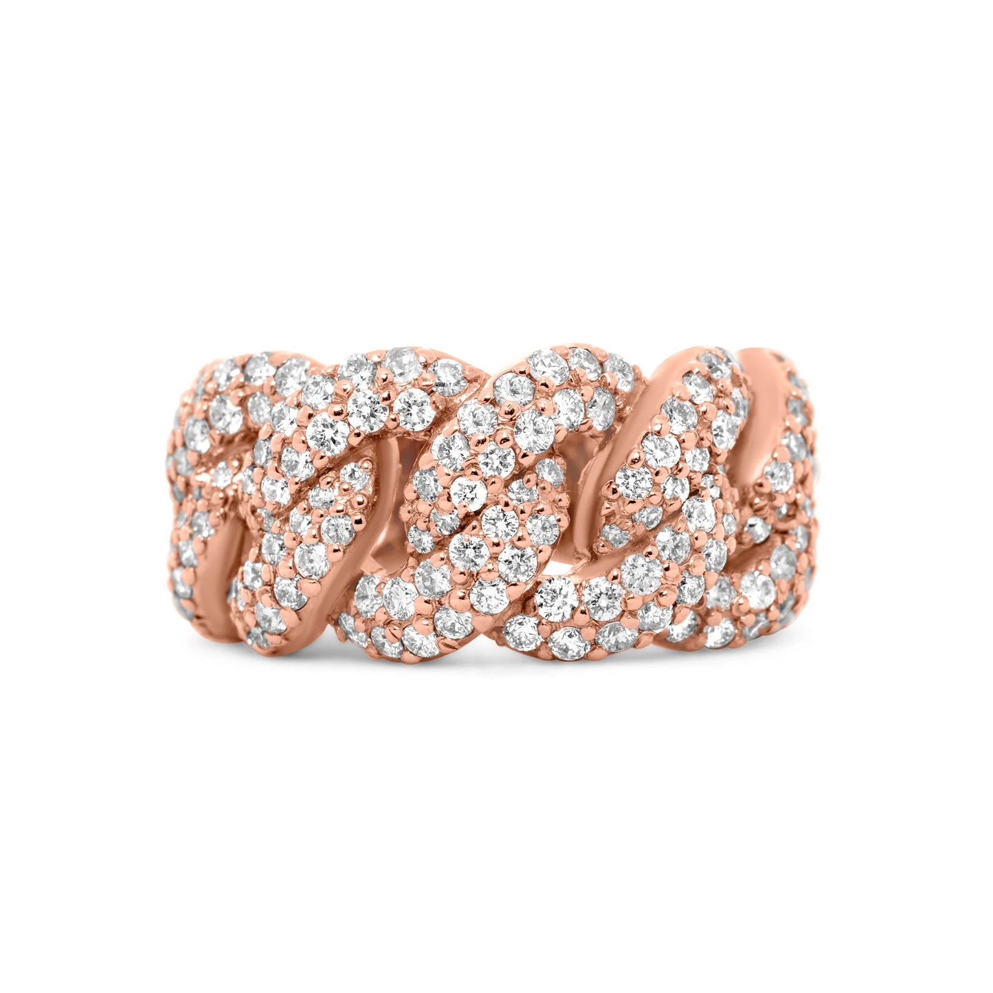 Diamond 14KT Rose Gold Cuban Link Ring 2.50 ctw