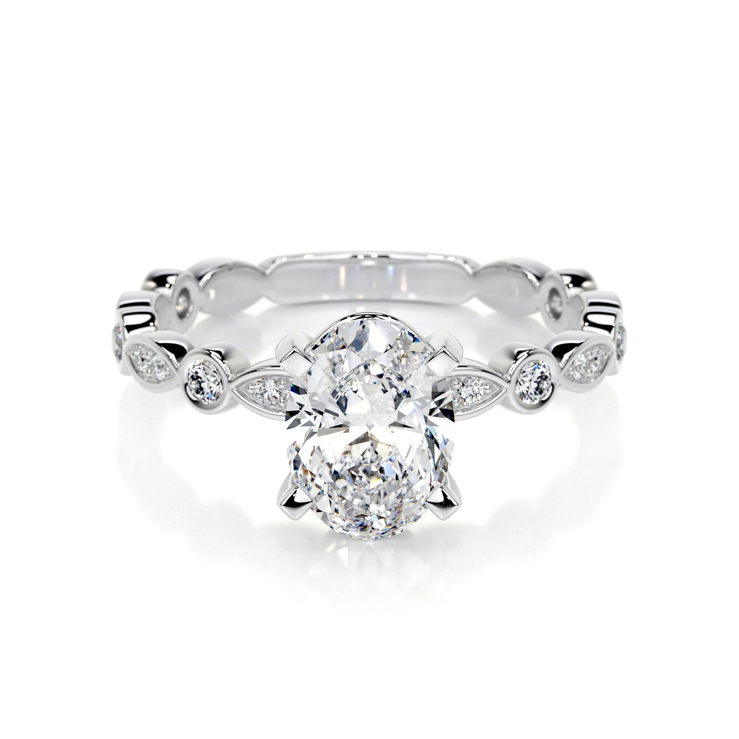 Diamond Oval Multi Stone Engagement Ring