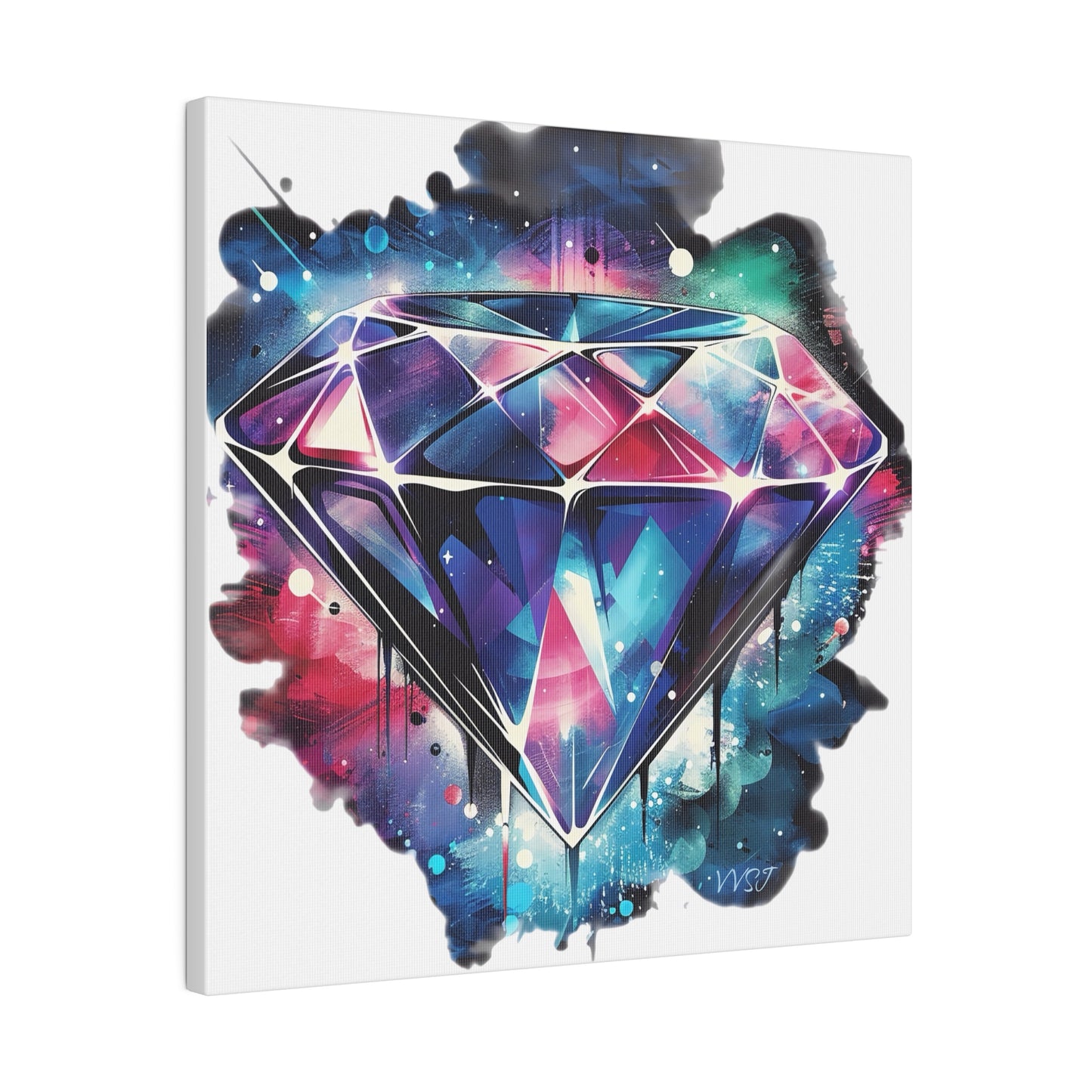 Diamond Multi-Color Matte White Canvas