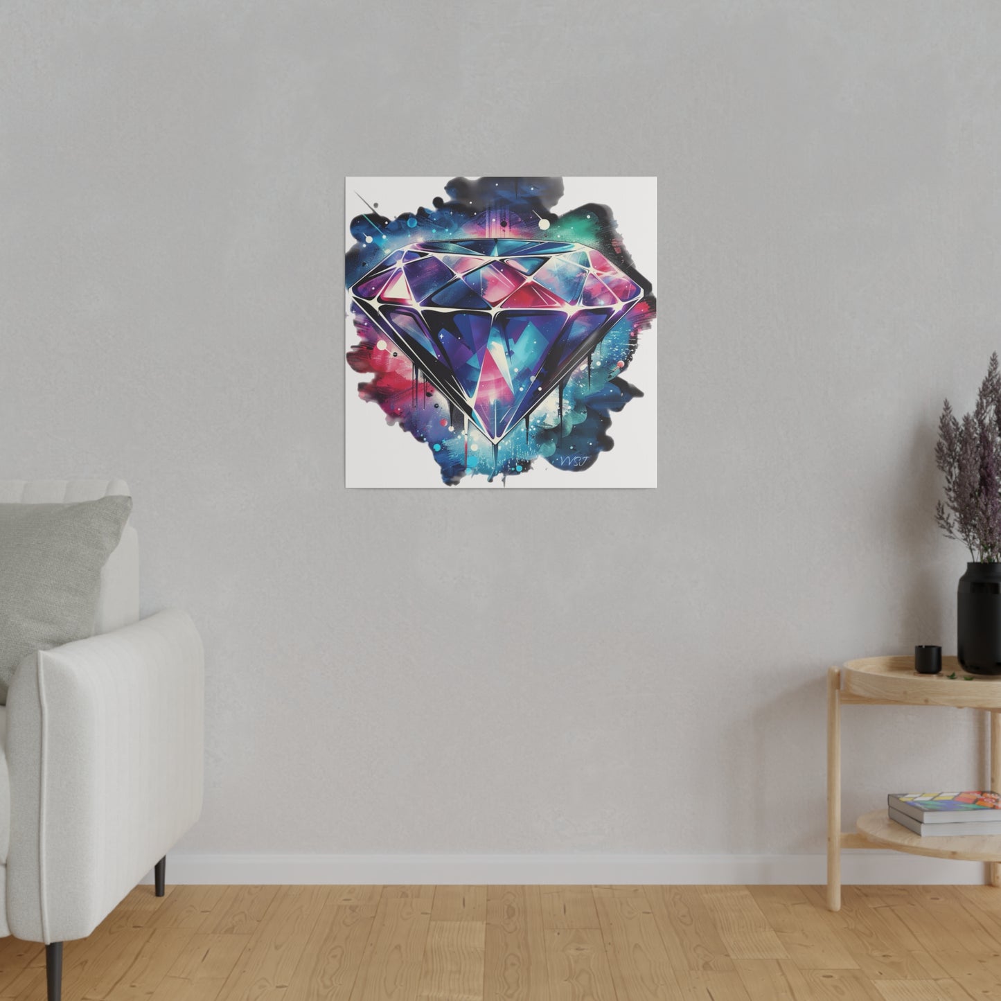 Diamond Multi-Color Matte White Canvas
