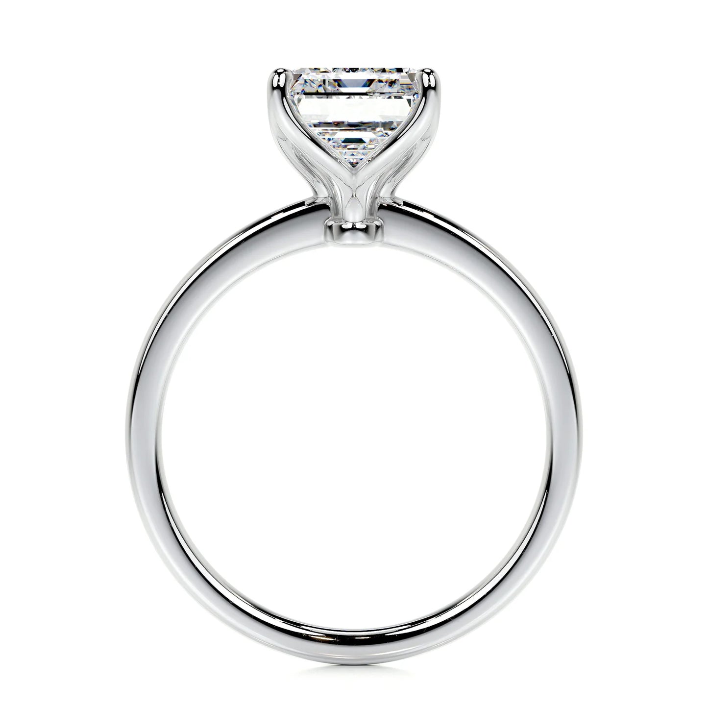 Diamond Emerald Solitaire Engagement Ring