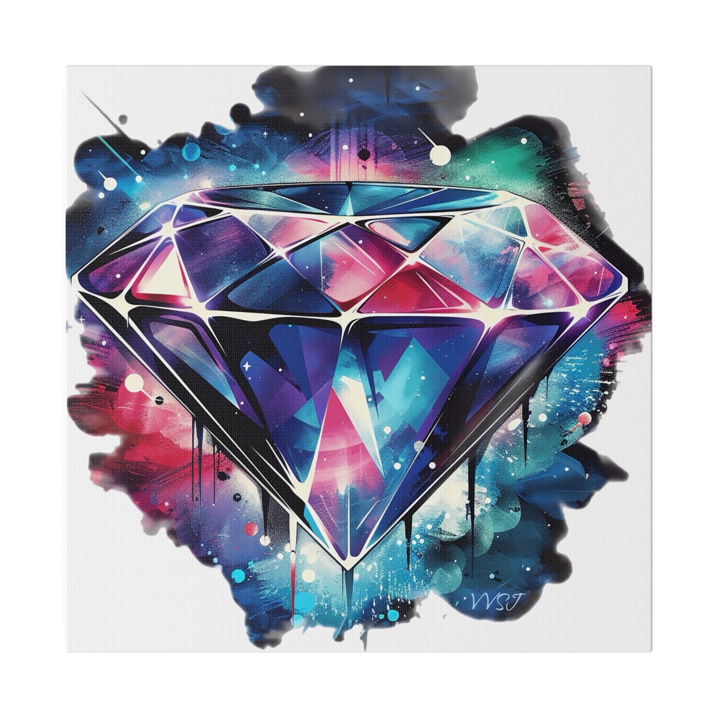 Diamond Multi-Color Matte White Canvas