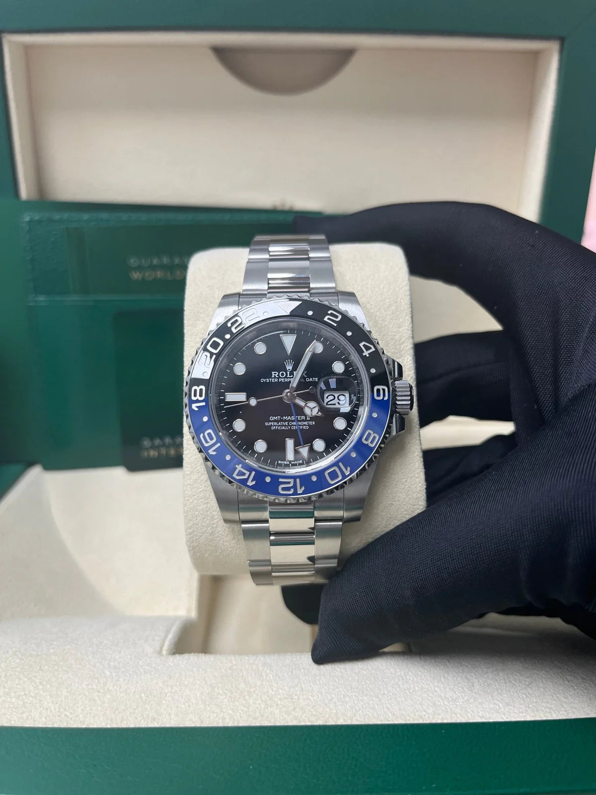 Rolex GMT-Master II 40 Watch - Black and Blue Batman Bezel - Black Dial - Oyster Bracelet (Ref# 126710BLNR)