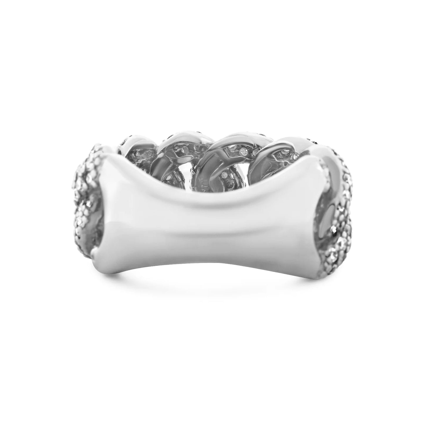 Diamond 14KT White Gold Cuban Link Ring 2.50 ctw