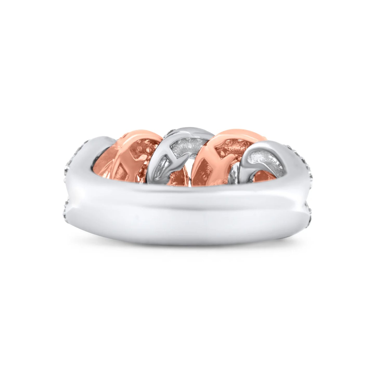 Diamond 14KT Rose & White Gold Cuban Link Ring 2.50 ctw