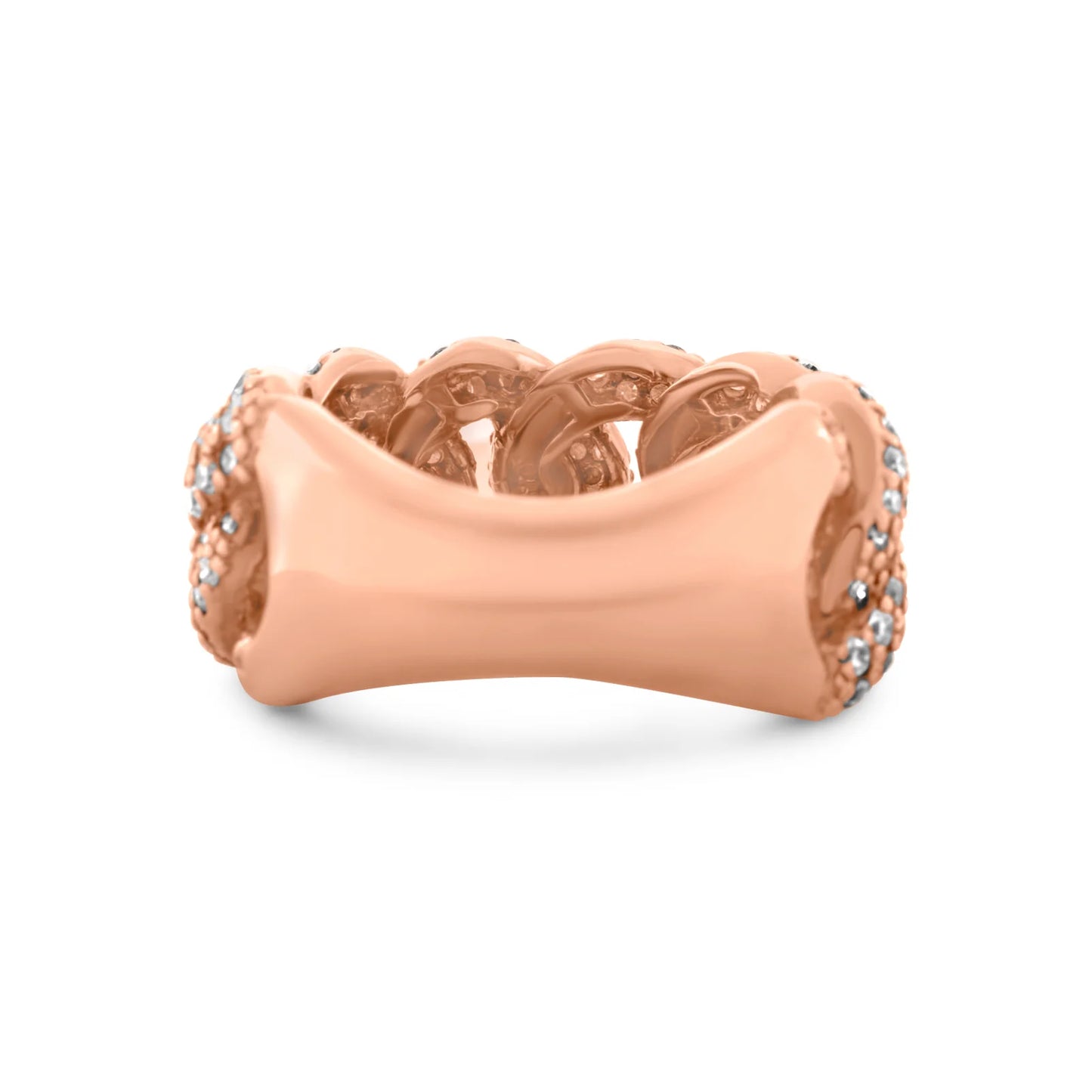 Diamond 14KT Rose Gold Cuban Link Ring 2.50 ctw