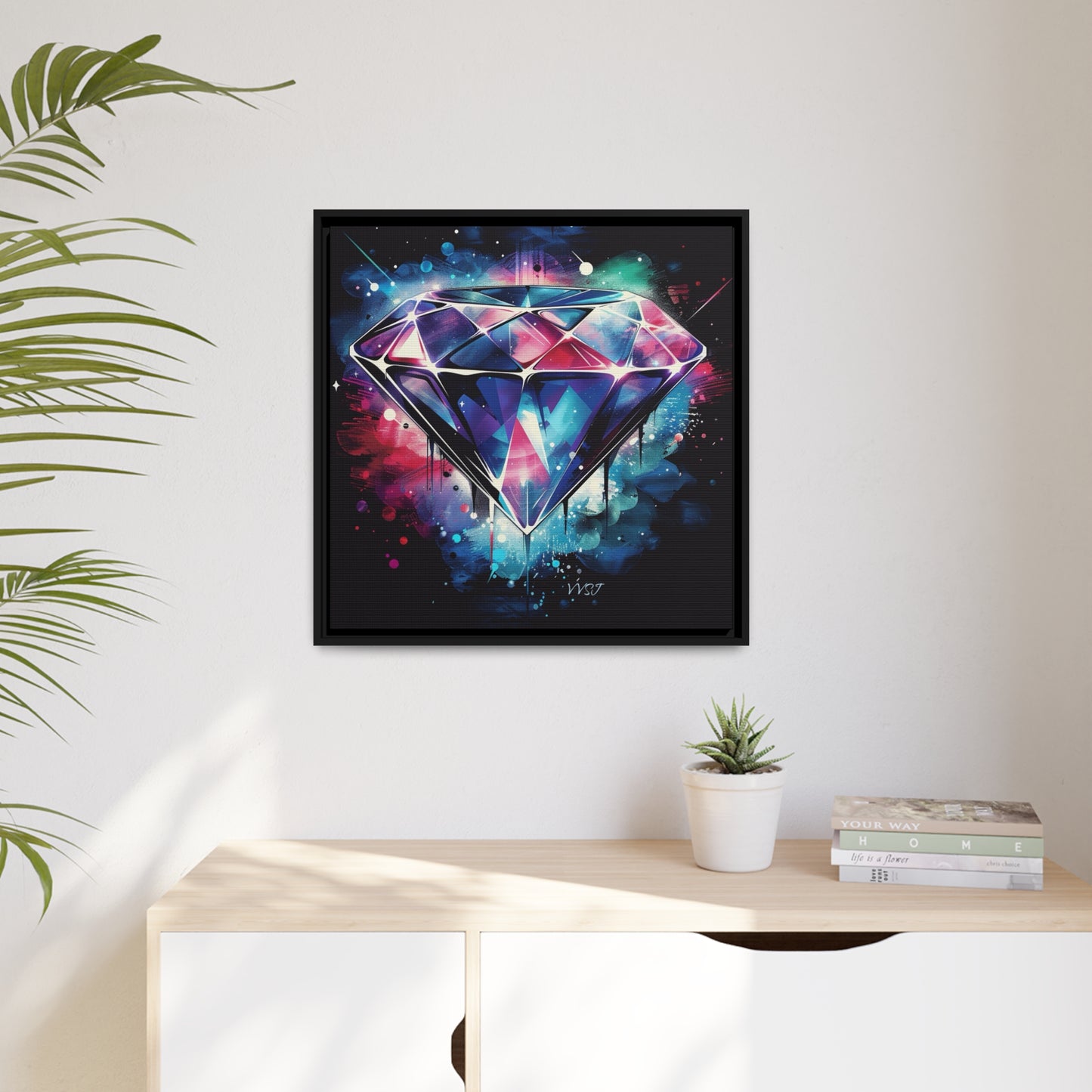 Diamond Multi-Color Matte Canvas on Black Frame