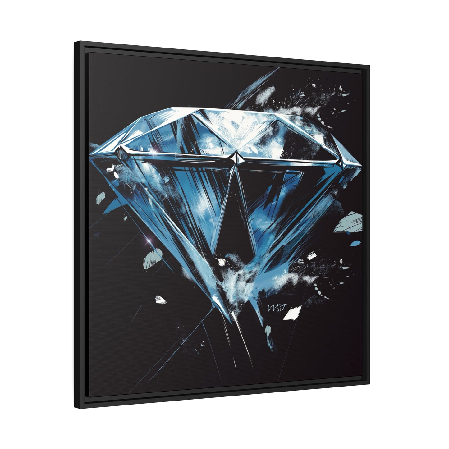 Blue Chalked Diamond Matte Black Frame