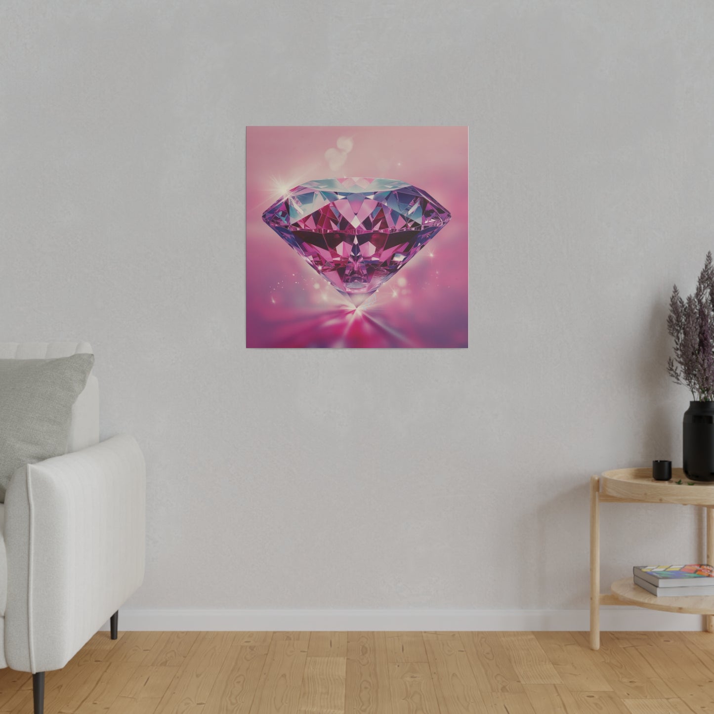 Glowing Pink Diamond Matte Canvas