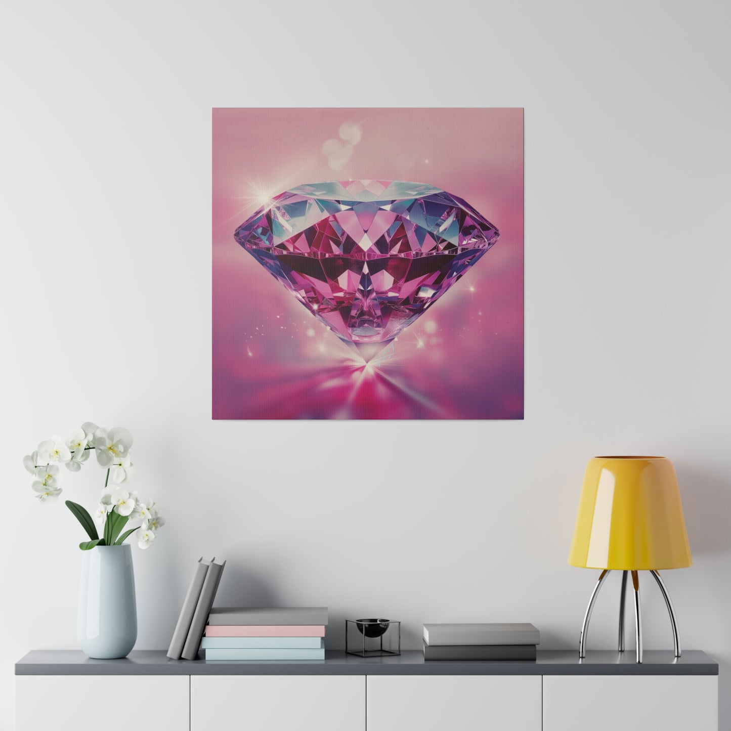 Glowing Pink Diamond Matte Canvas