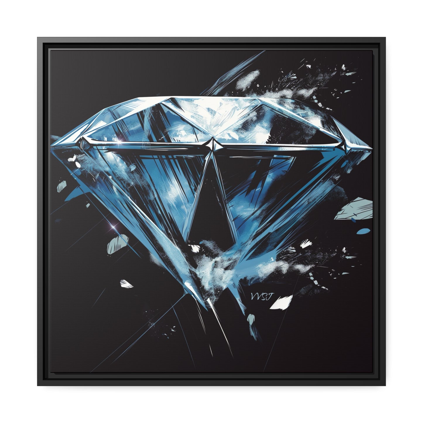 Blue Chalked Diamond Matte Black Frame