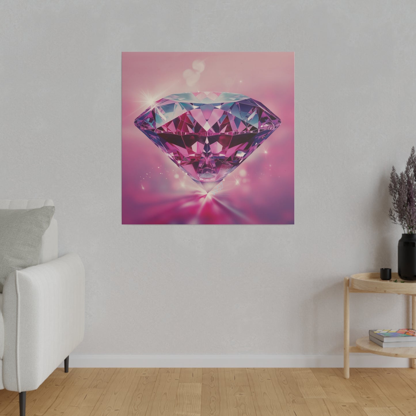 Glowing Pink Diamond Matte Canvas