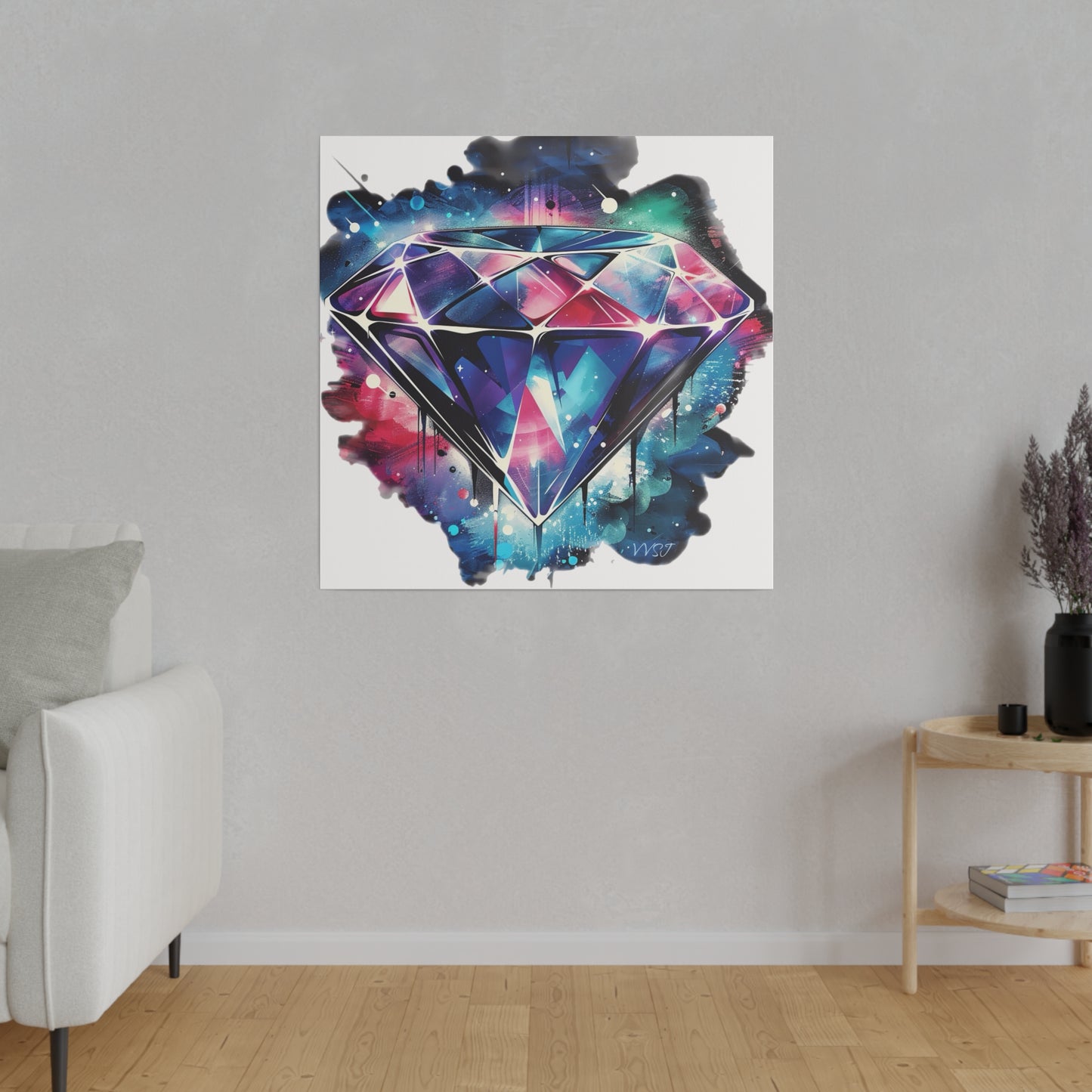 Diamond Multi-Color Matte White Canvas