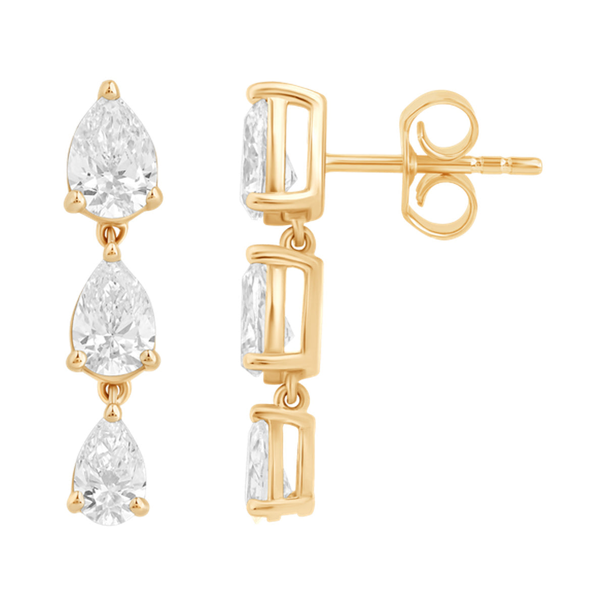 Triple Pear Drop Earrings — authentic catalog photograph on white