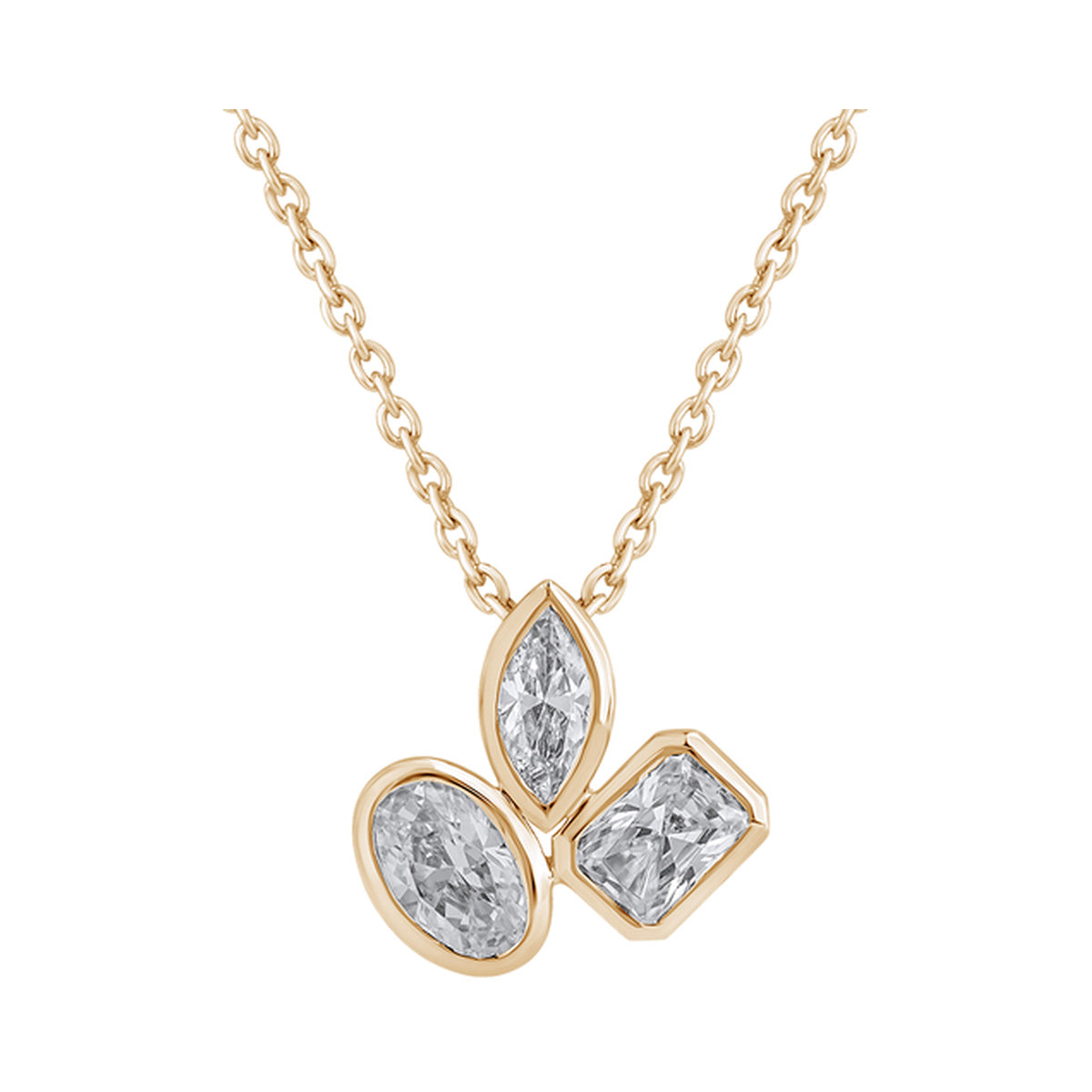 Mixed-Shape Trio Necklace — authentic catalog photograph on white