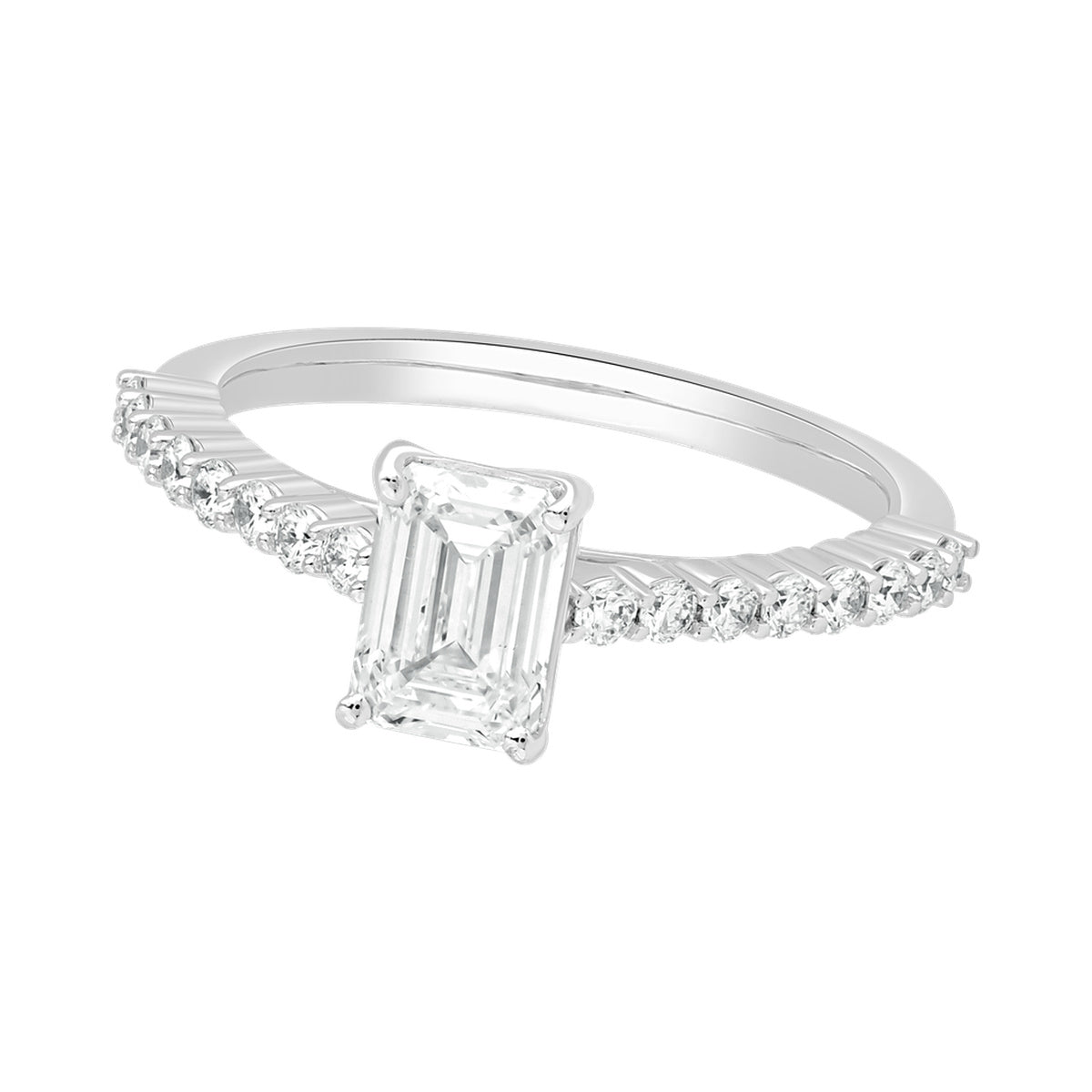 Emerald Pavé Solitaire Ring — authentic catalog photograph on white