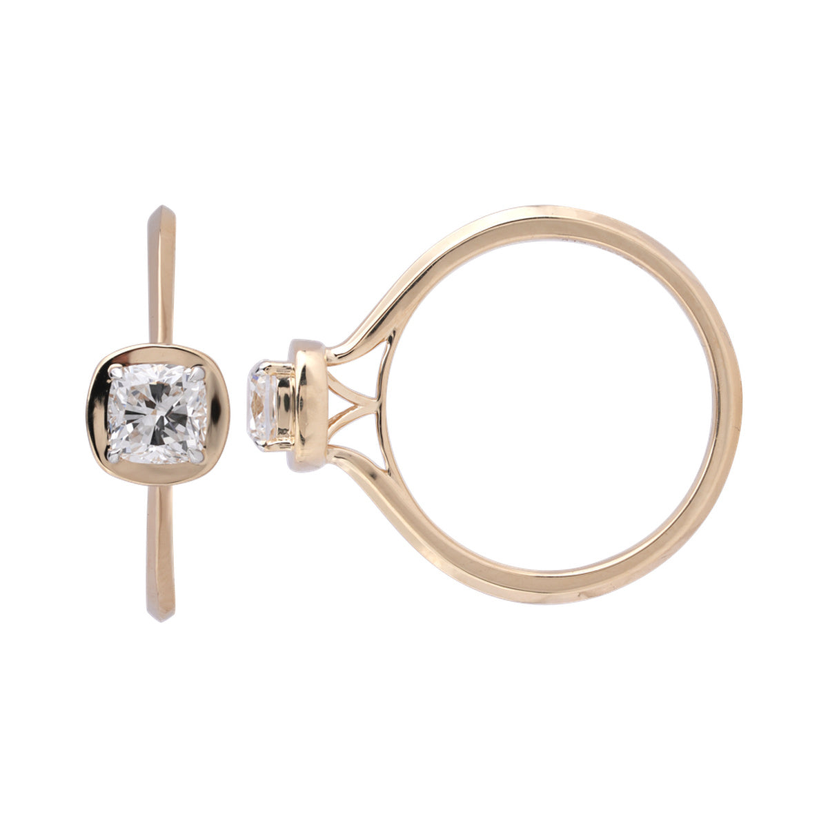 Cushion Bezel Solitaire Ring — authentic catalog photograph on white
