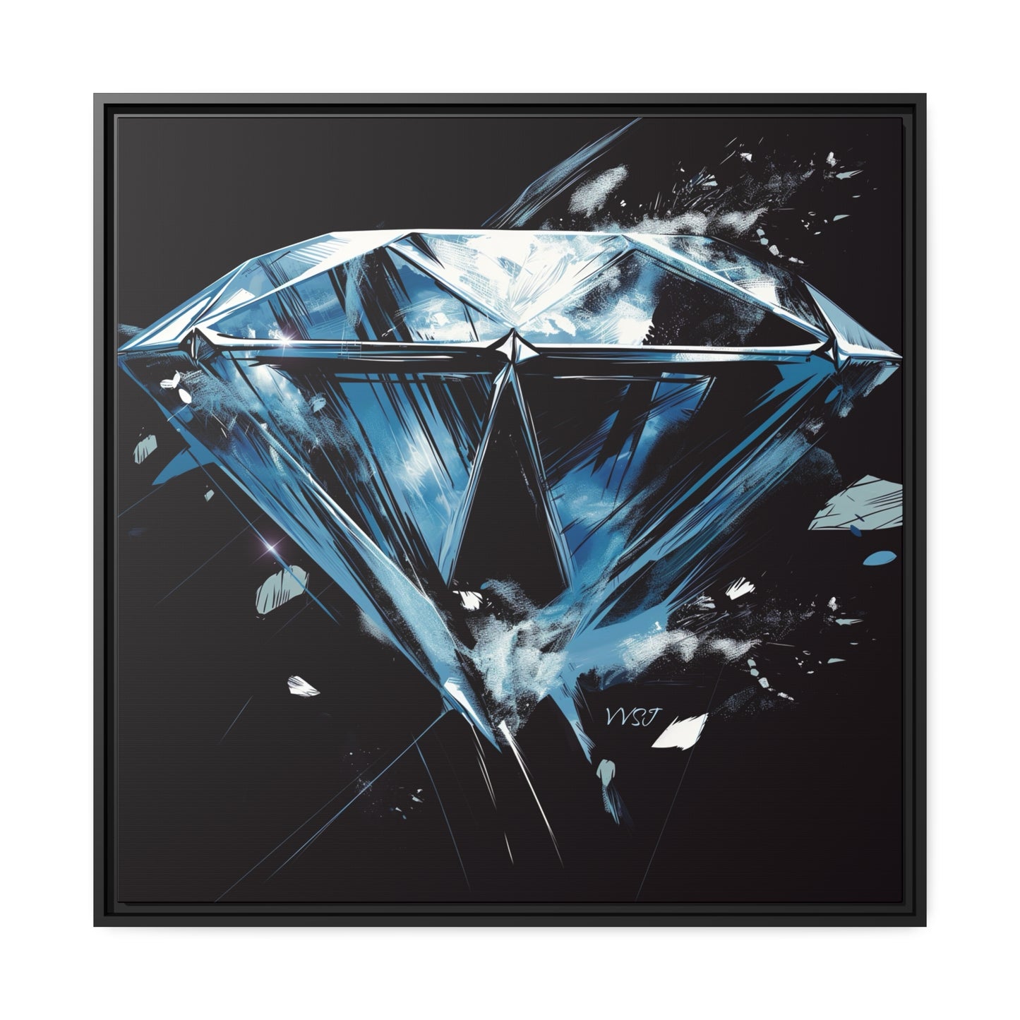 Blue Chalked Diamond Matte Black Frame