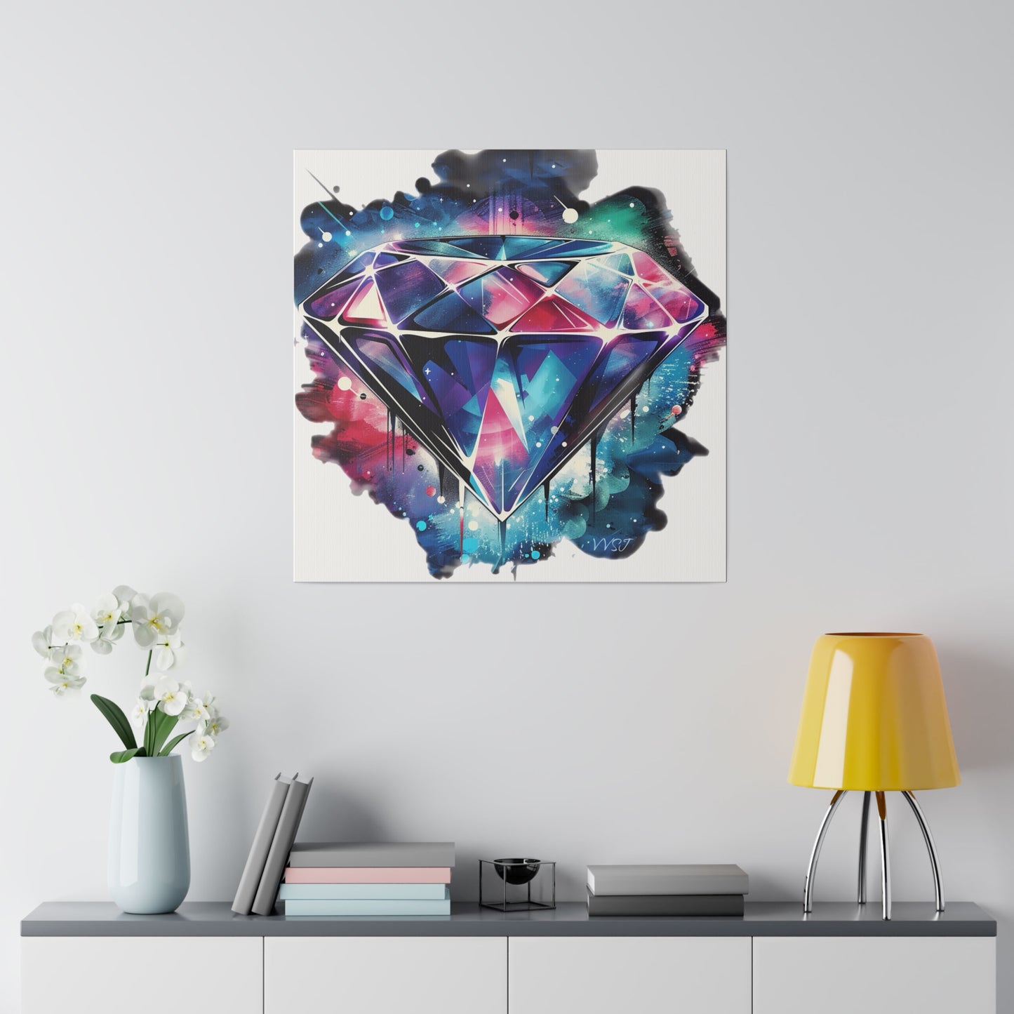Diamond Multi-Color Matte White Canvas