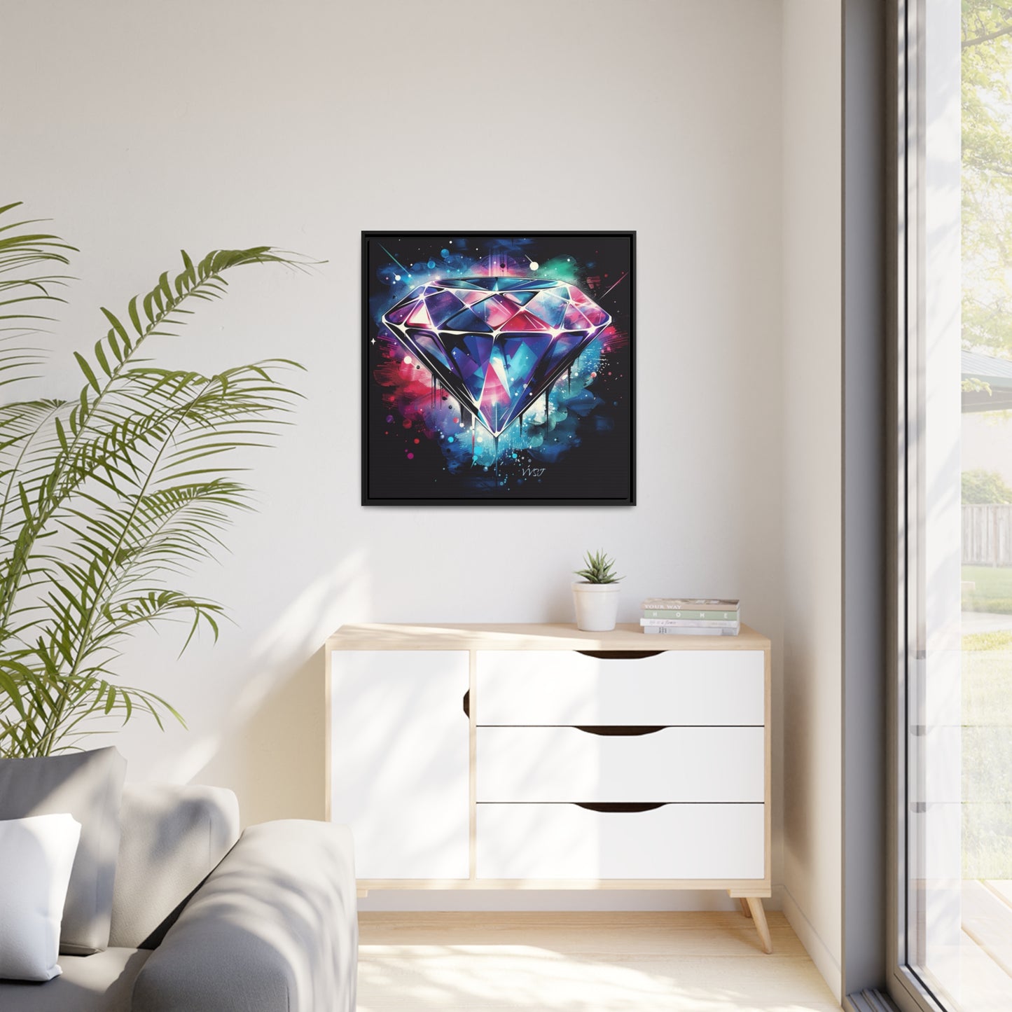 Diamond Multi-Color Matte Canvas on Black Frame