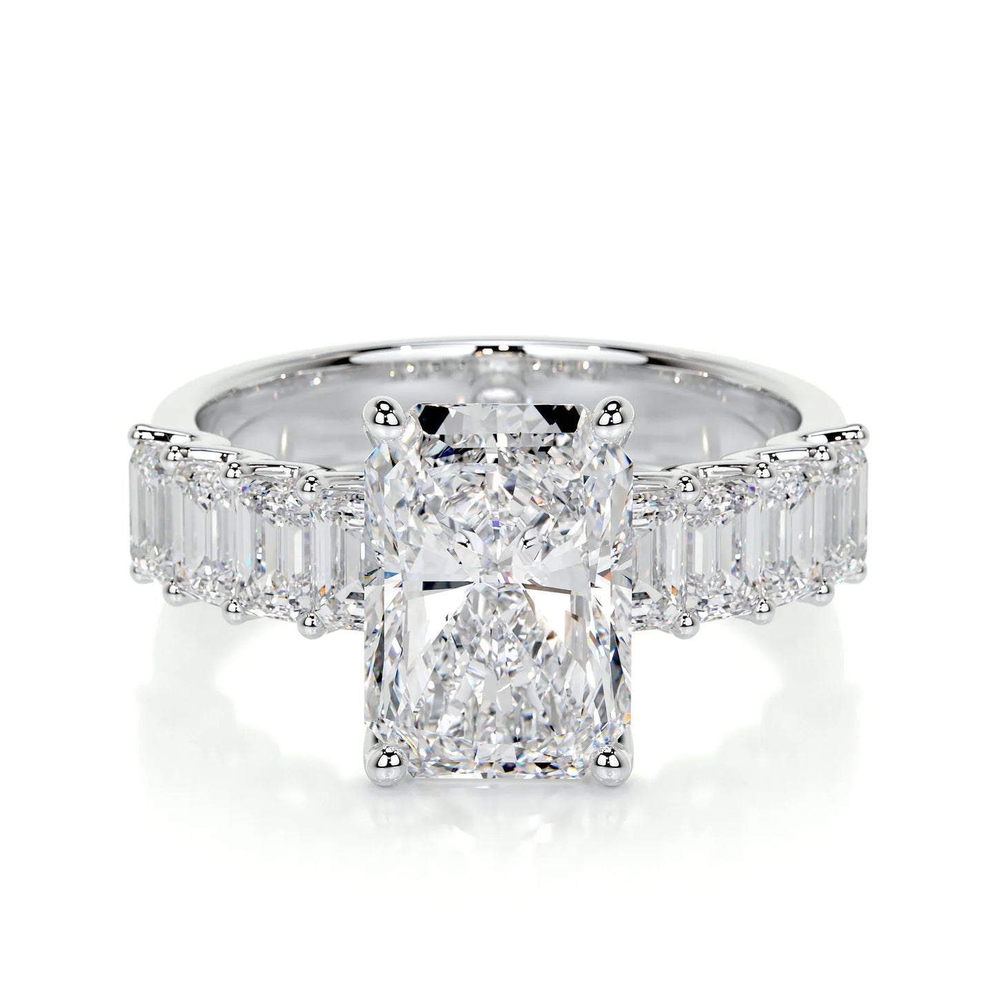 Diamond Half-Eternity Designer Radiant Engagement Ring