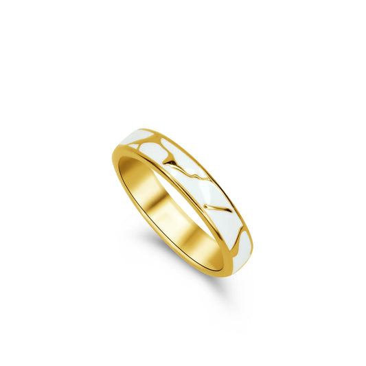 Marble & Yellow Gold Ring