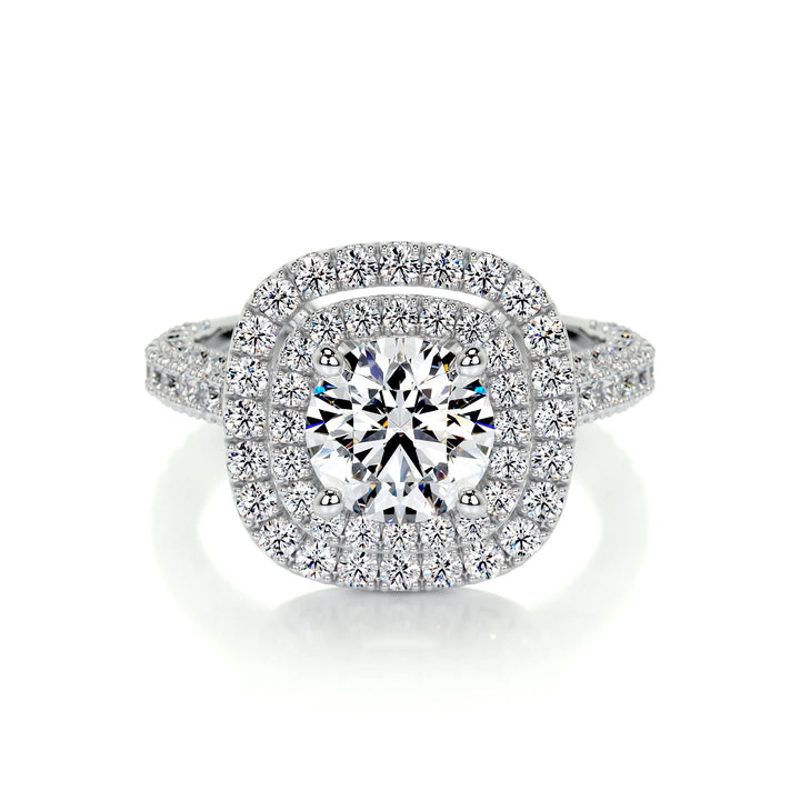 Diamond Double Halo Round  Engagement Ring 1.0ct