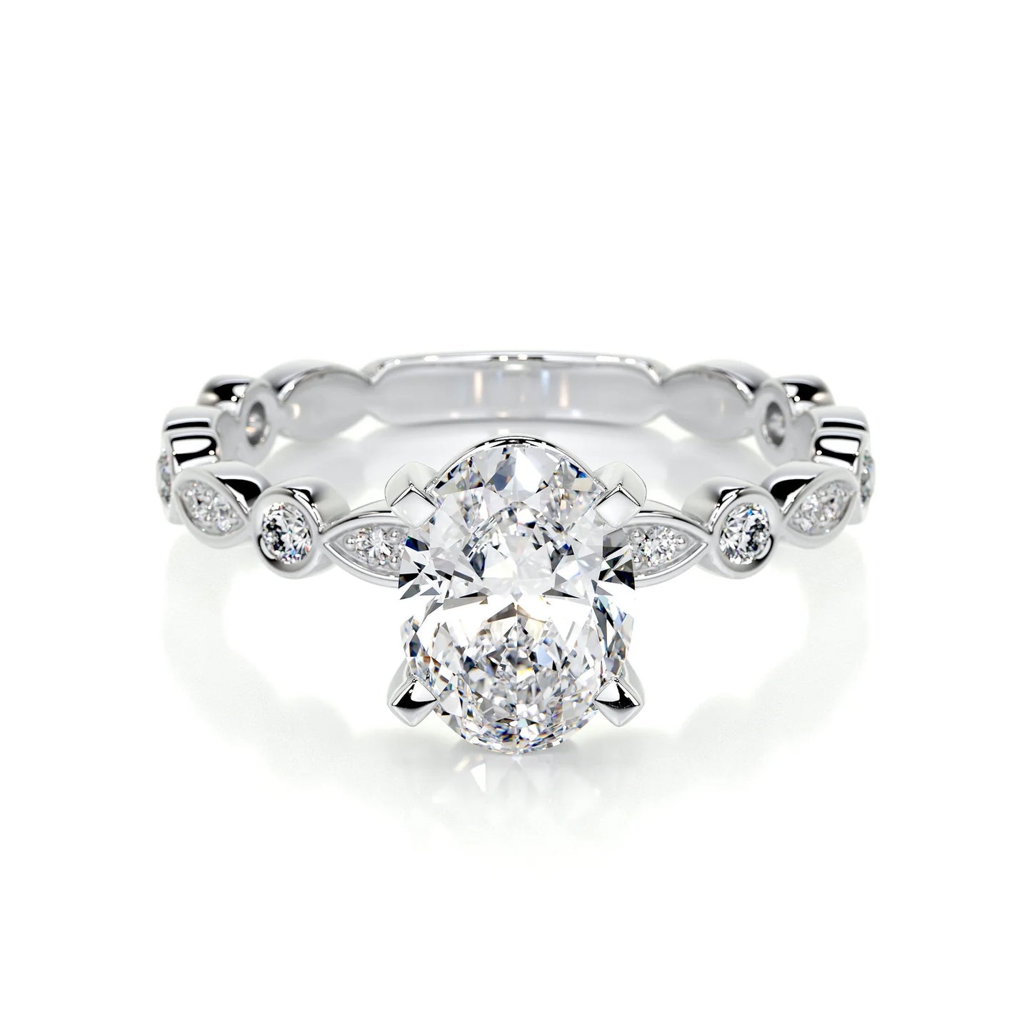 Diamond Oval Multi Stone Engagement Ring