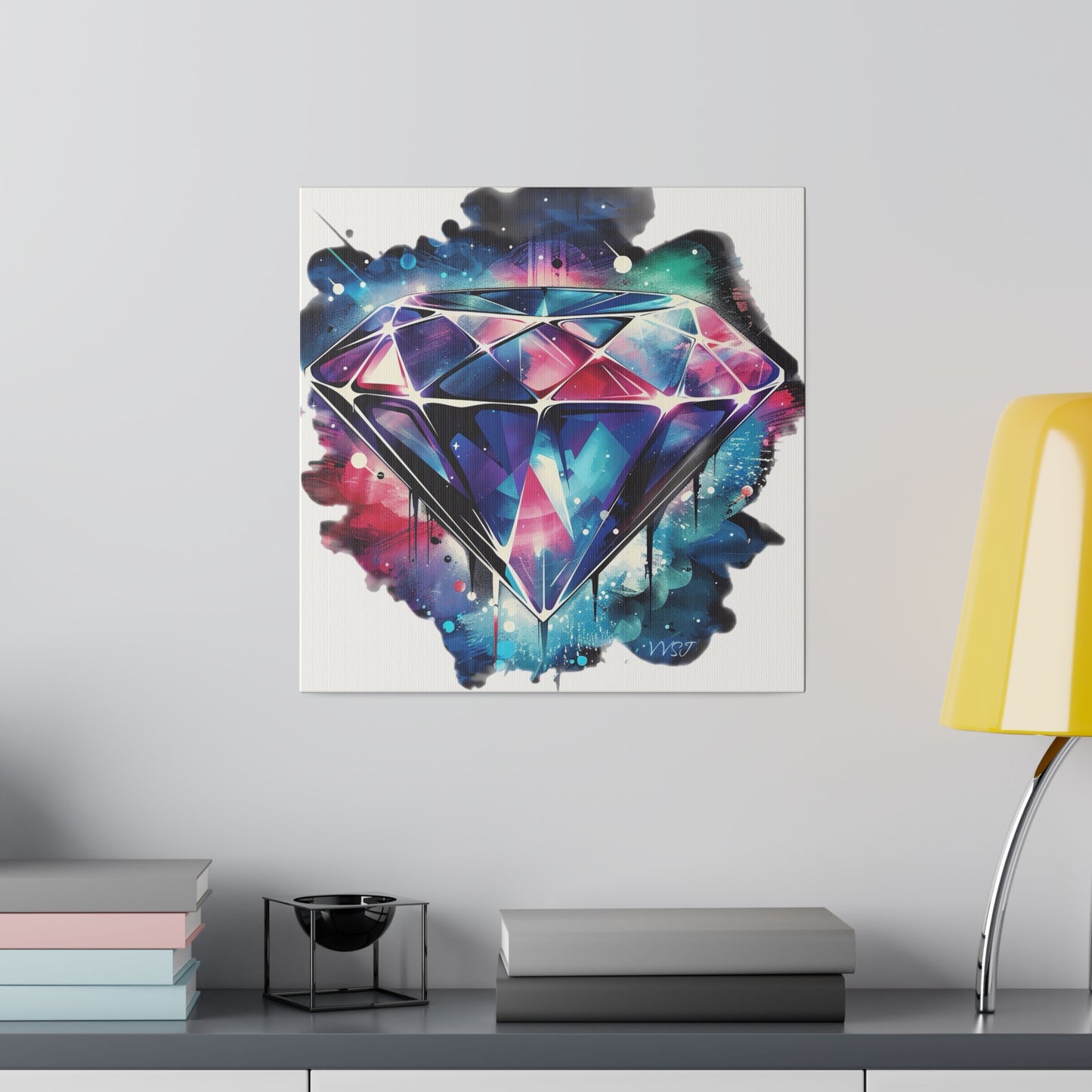 Diamond Multi-Color Matte White Canvas