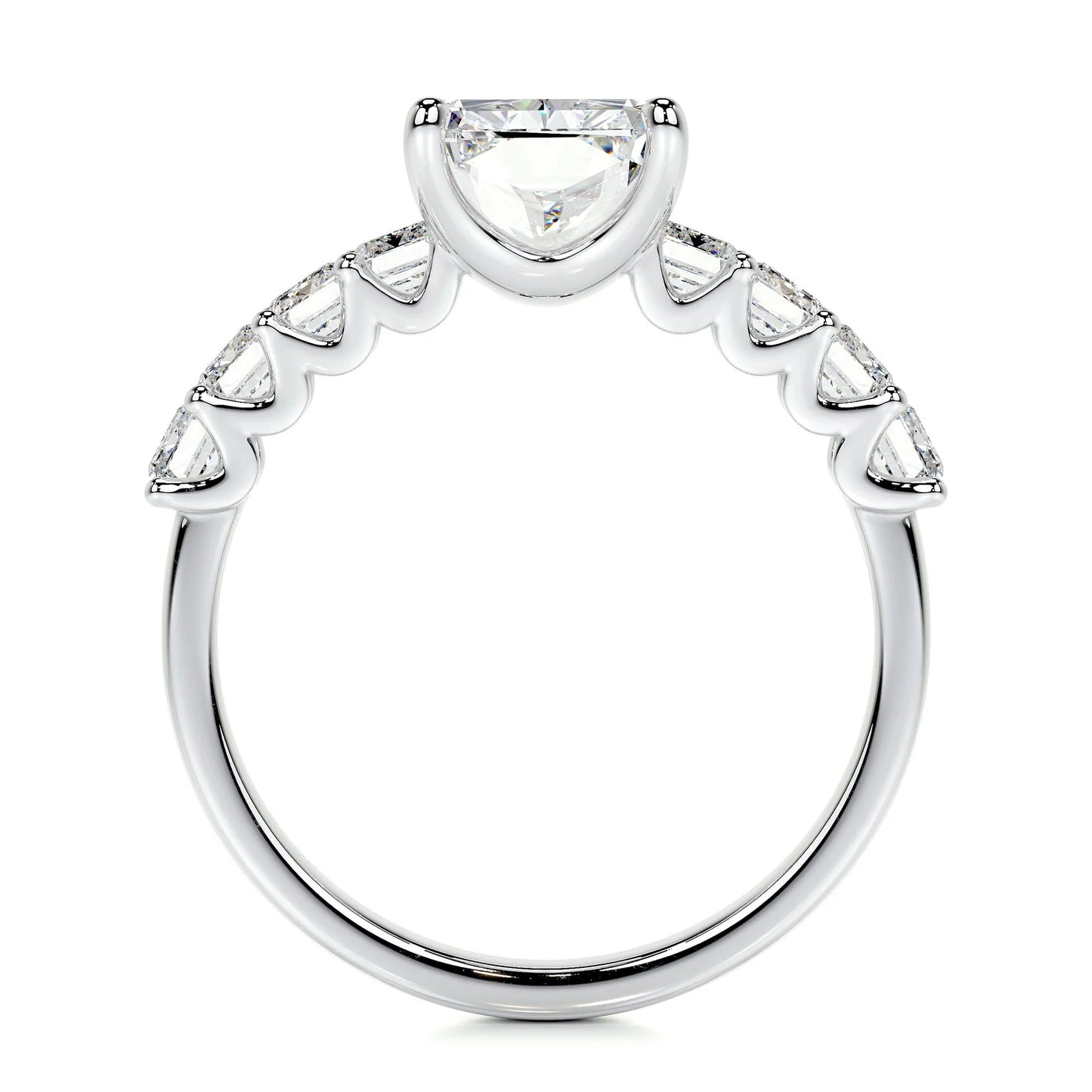 Diamond Half-Eternity Designer Radiant Engagement Ring