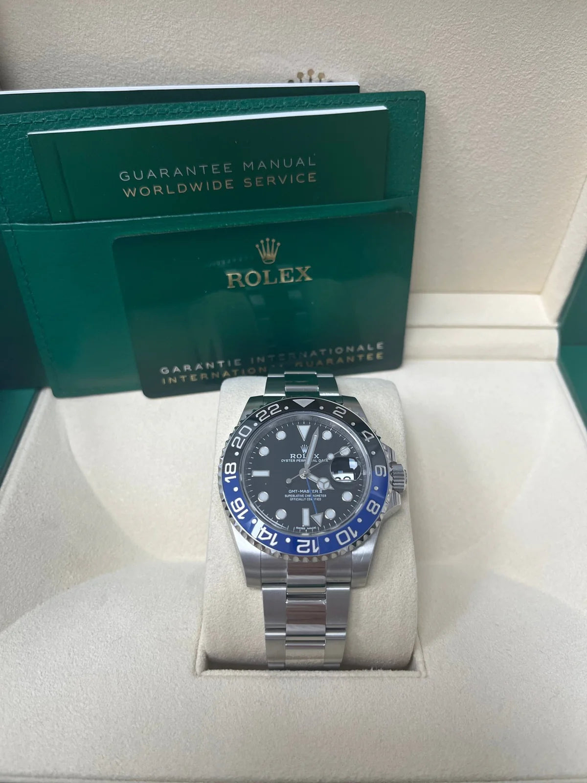 Rolex GMT-Master II 40 Watch - Black and Blue Batman Bezel - Black Dial - Oyster Bracelet (Ref# 126710BLNR)
