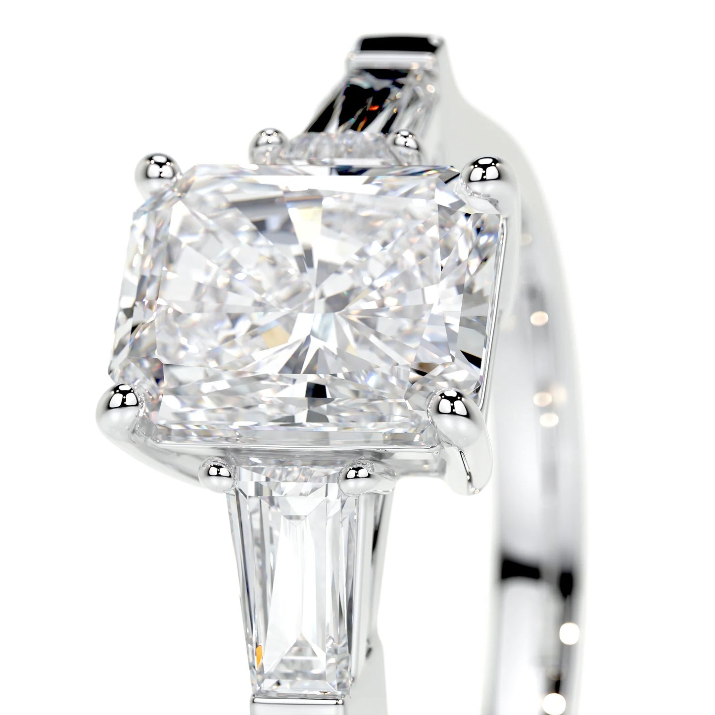 Diamond Radiant & Taper Engagement Ring