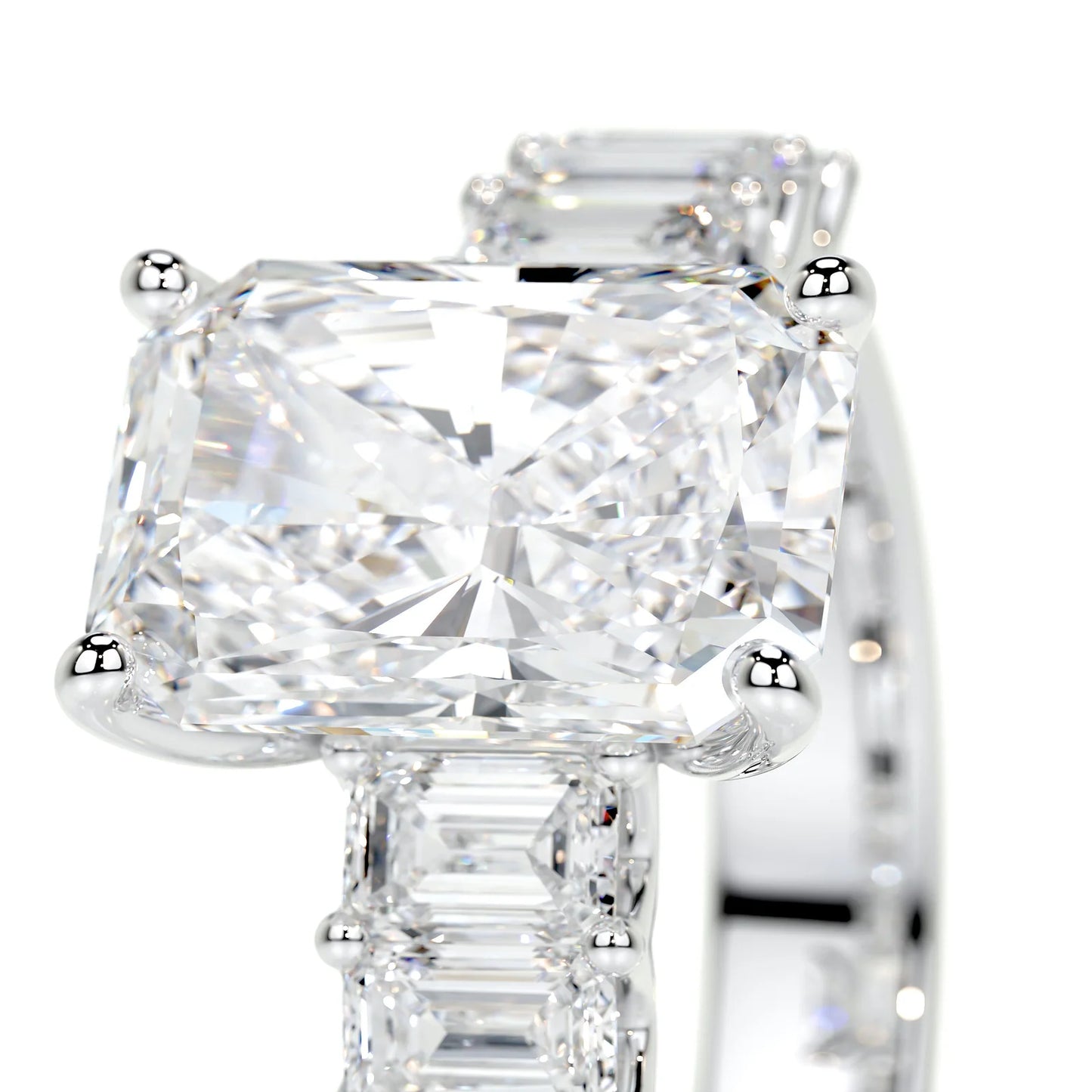 Diamond Half-Eternity Designer Radiant Engagement Ring