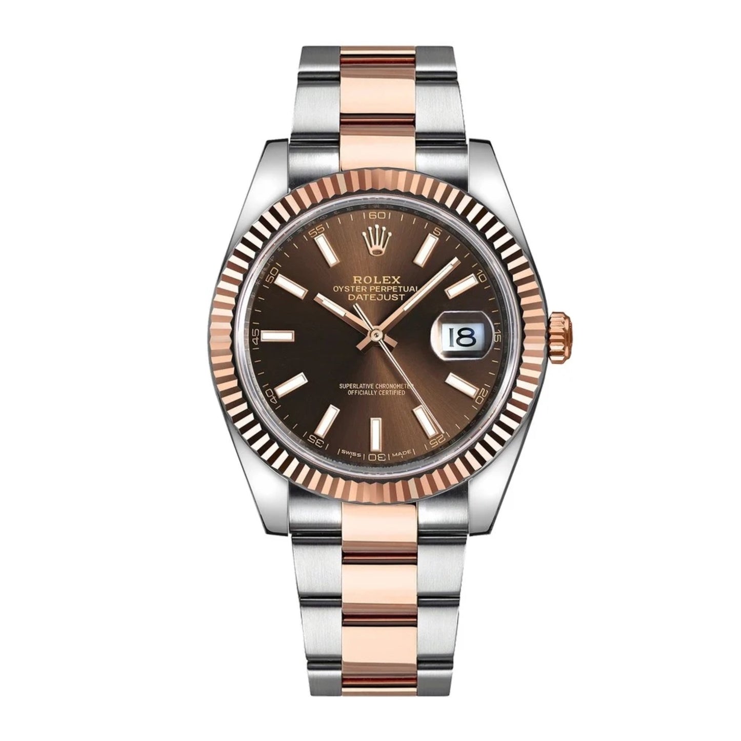 Rolex Datejust 41 Oyster Bracelet Chocolate Dial Fluted Bezel (Ref # 126331)