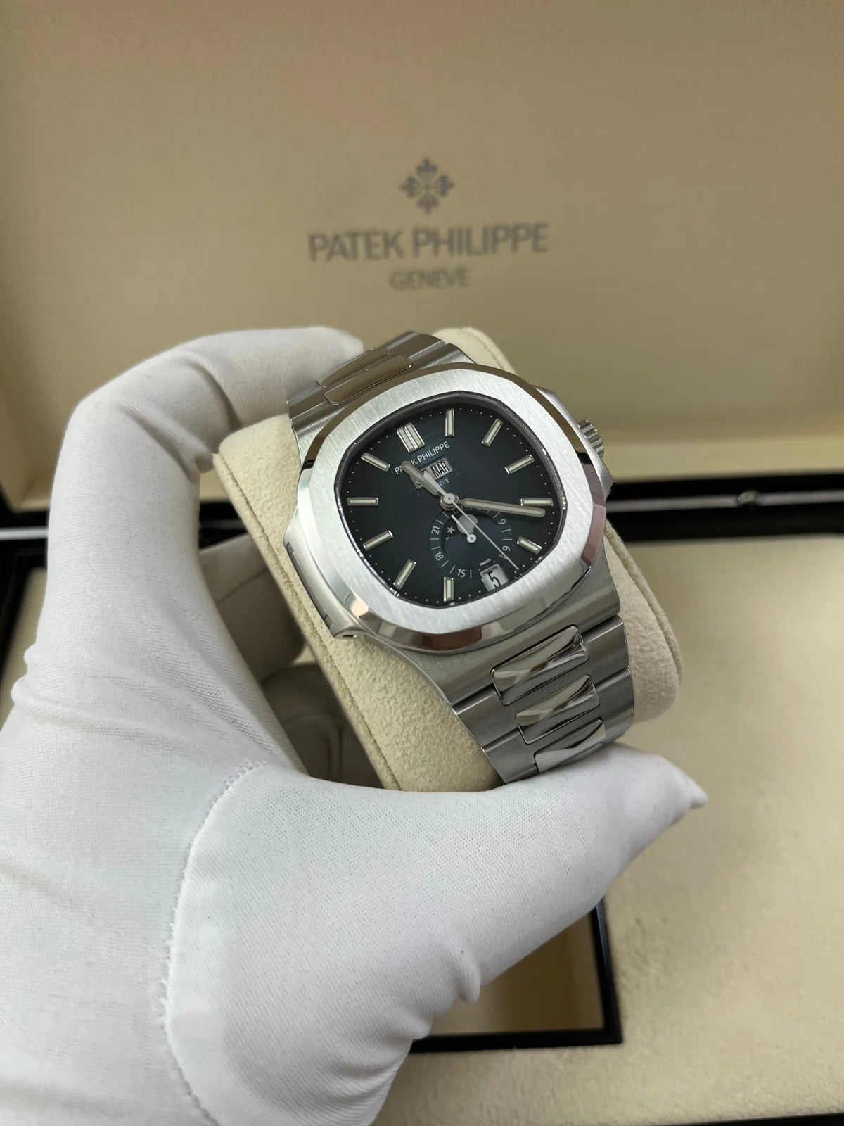 Patek Philippe Nautilus Annual Calendar Stainless Steel with Blue Dial/ Moon Phase (Ref#5726/1A-014)