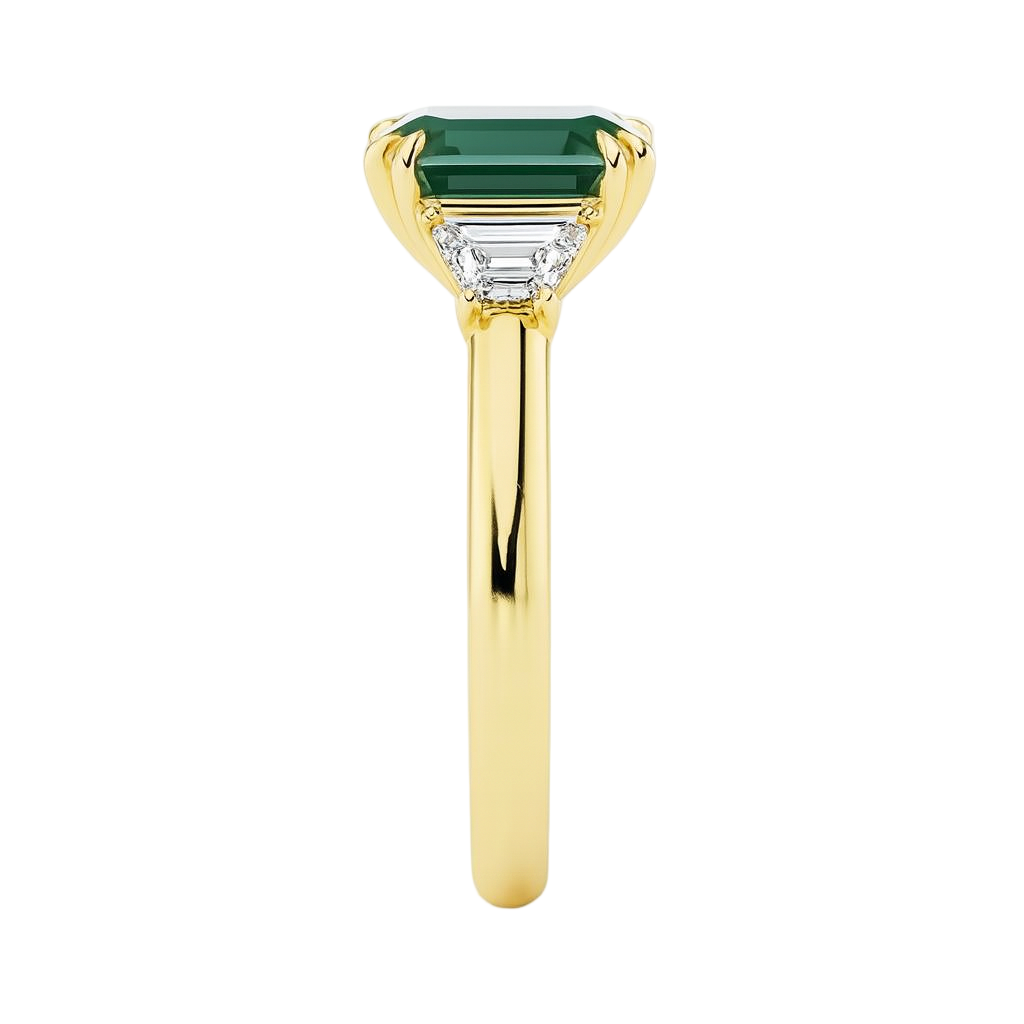 Green 3CT Emerald Cut Engagement Ring