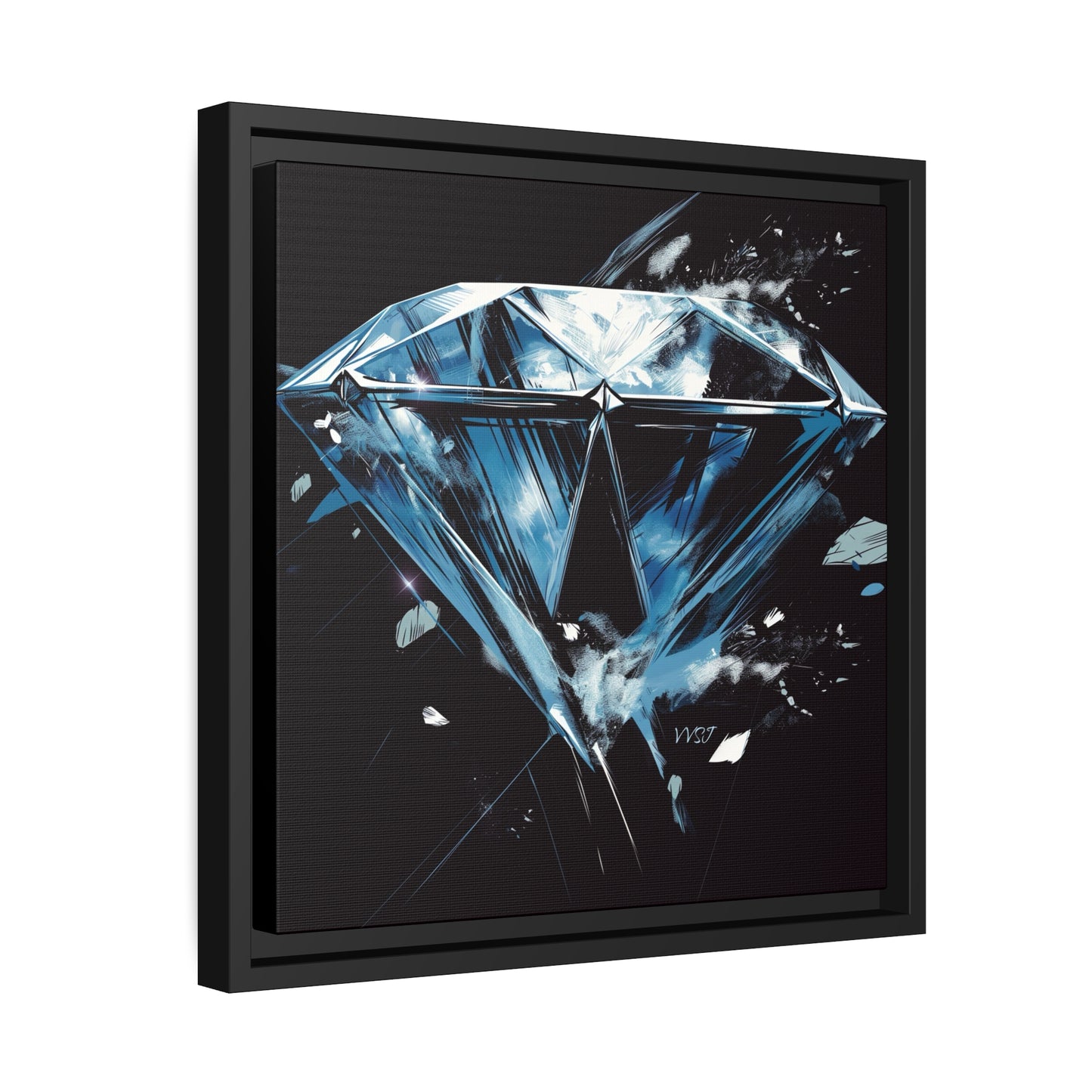 Blue Chalked Diamond Matte Black Frame