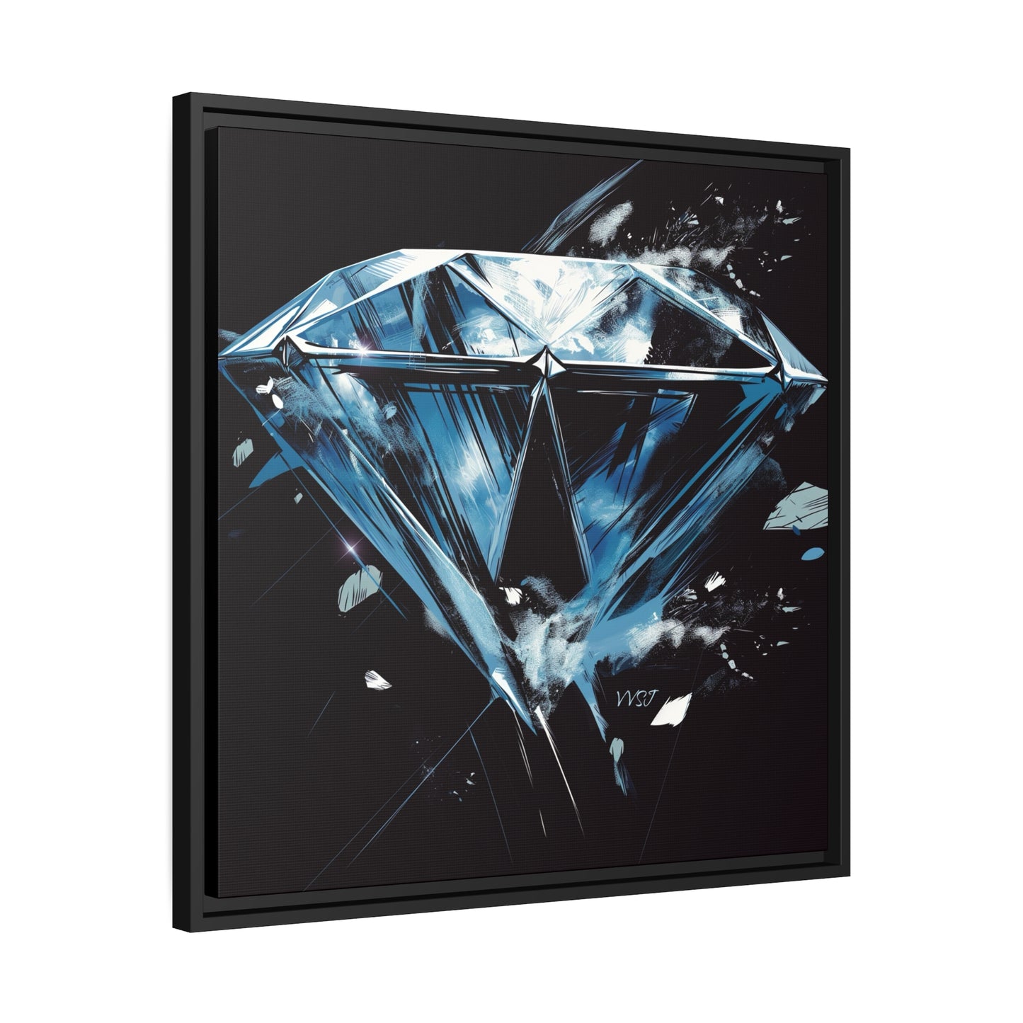 Blue Chalked Diamond Matte Black Frame