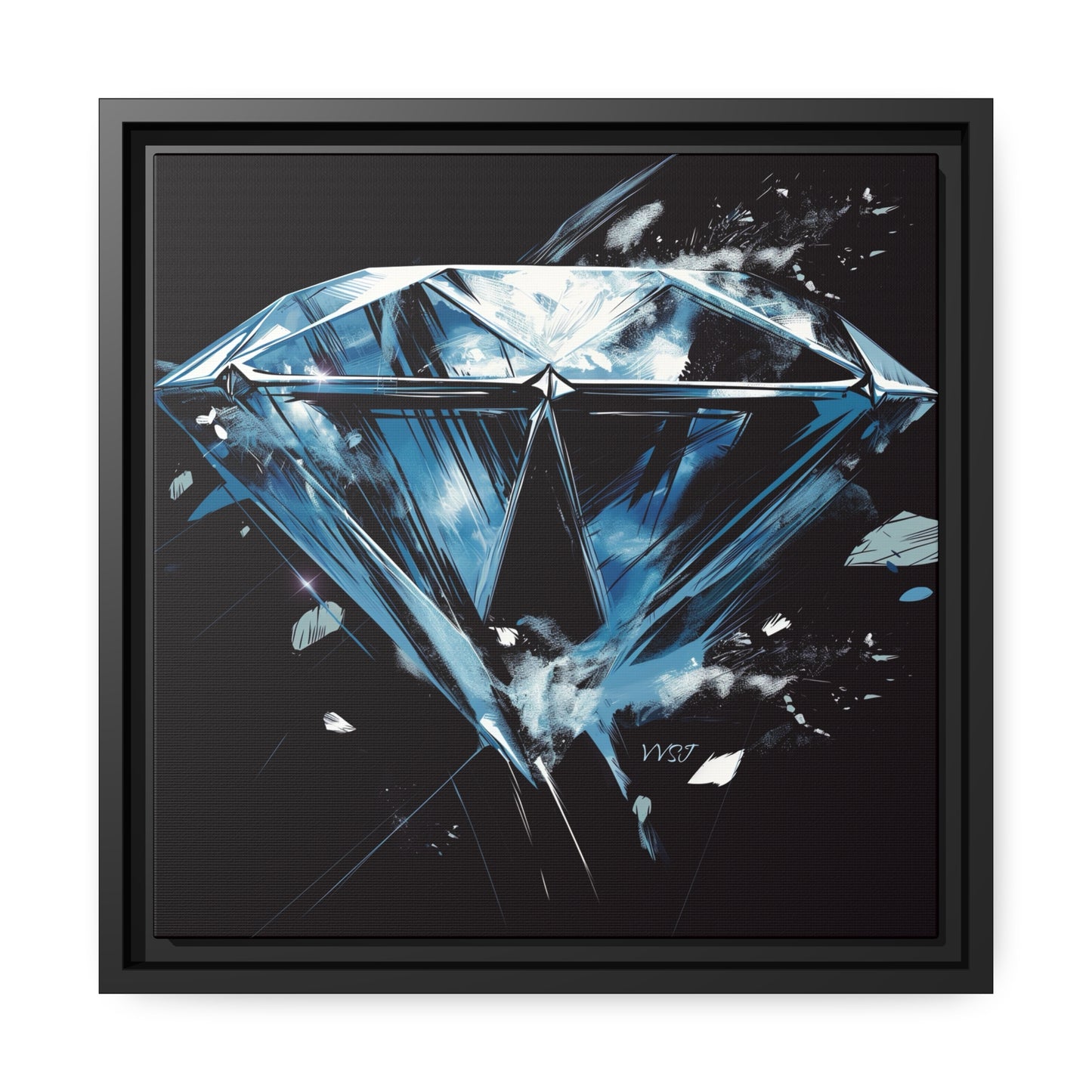 Blue Chalked Diamond Matte Black Frame