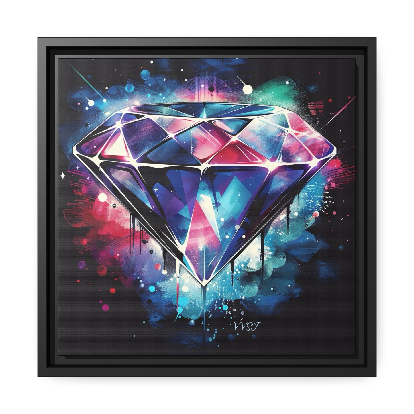 Diamond Multi-Color Matte Canvas on Black Frame