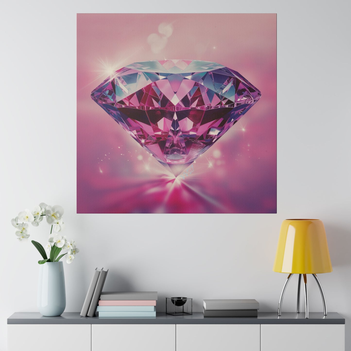 Glowing Pink Diamond Matte Canvas