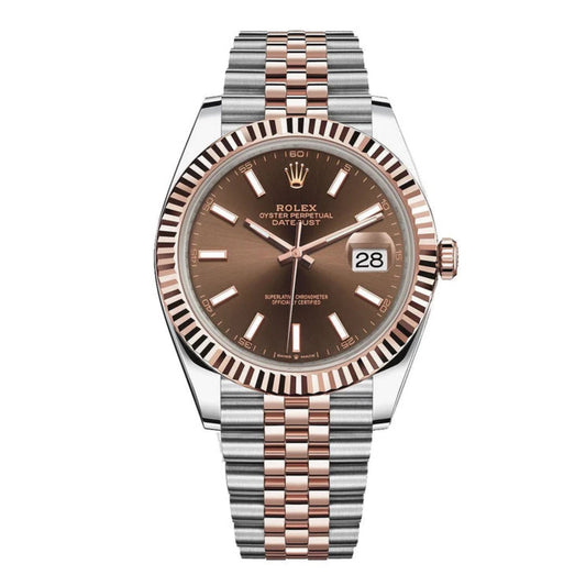 Rolex Datejust 41 Two-Tone Stainless Steel and Rose Gold/ Chocolate Index Dial/ Fluted Bezel/ Jubilee Bracelet (Ref#126331)