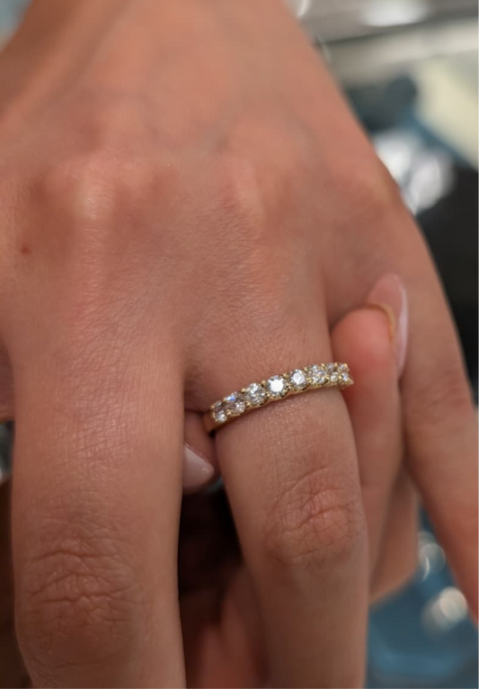 Custom Diamond 18KT Yellow Gold Half Eternity Wedding Band (0.6-0.75ct)
Size 6.5