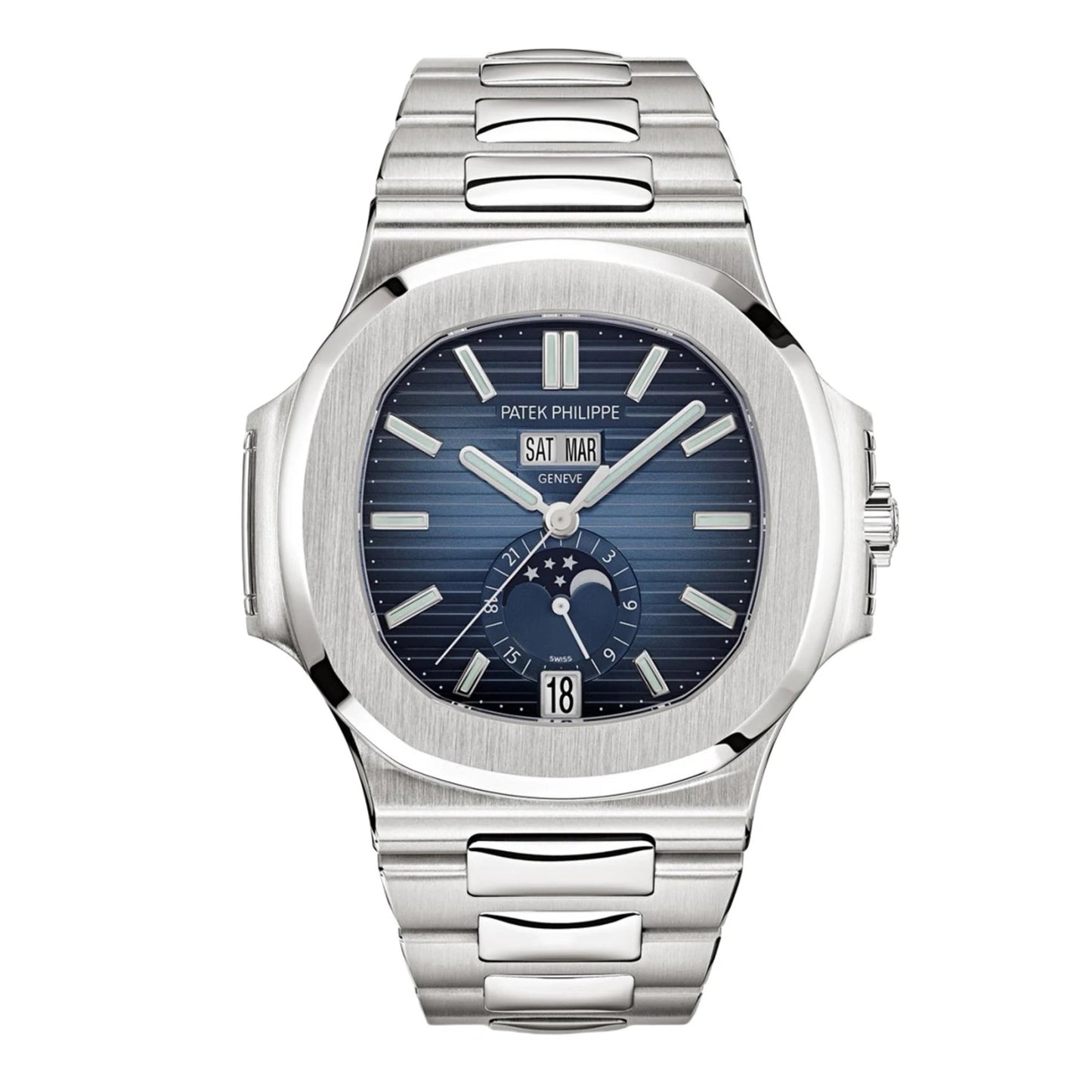 Patek Philippe Nautilus Annual Calendar Stainless Steel with Blue Dial/ Moon Phase (Ref#5726/1A-014)