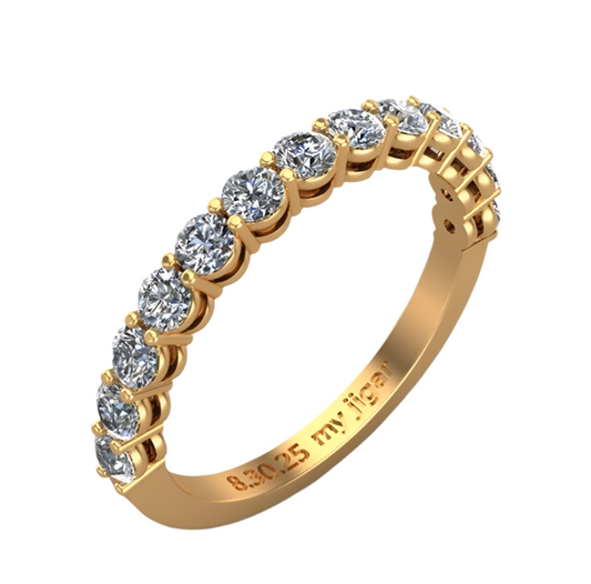 (2) Custom Diamond 18KT Yellow Gold Half Eternity Wedding Band (0.6-0.75ct) Size 6.5