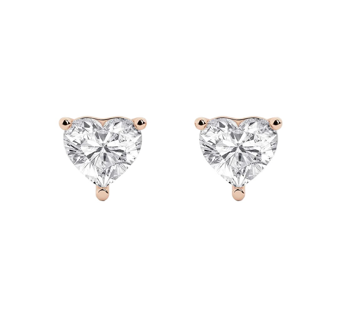 Diamond VVS Heart Shaped Rose Gold Stud Earrings 2.02ctw
